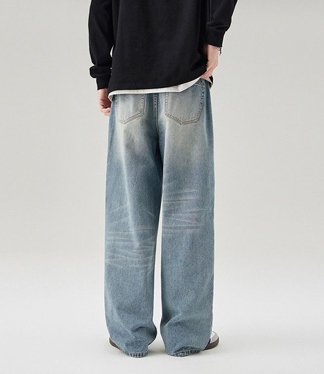 Jean American washed men's loose wide-leg baggy jeans Size US 32 / EU 48 - 4 Thumbnail