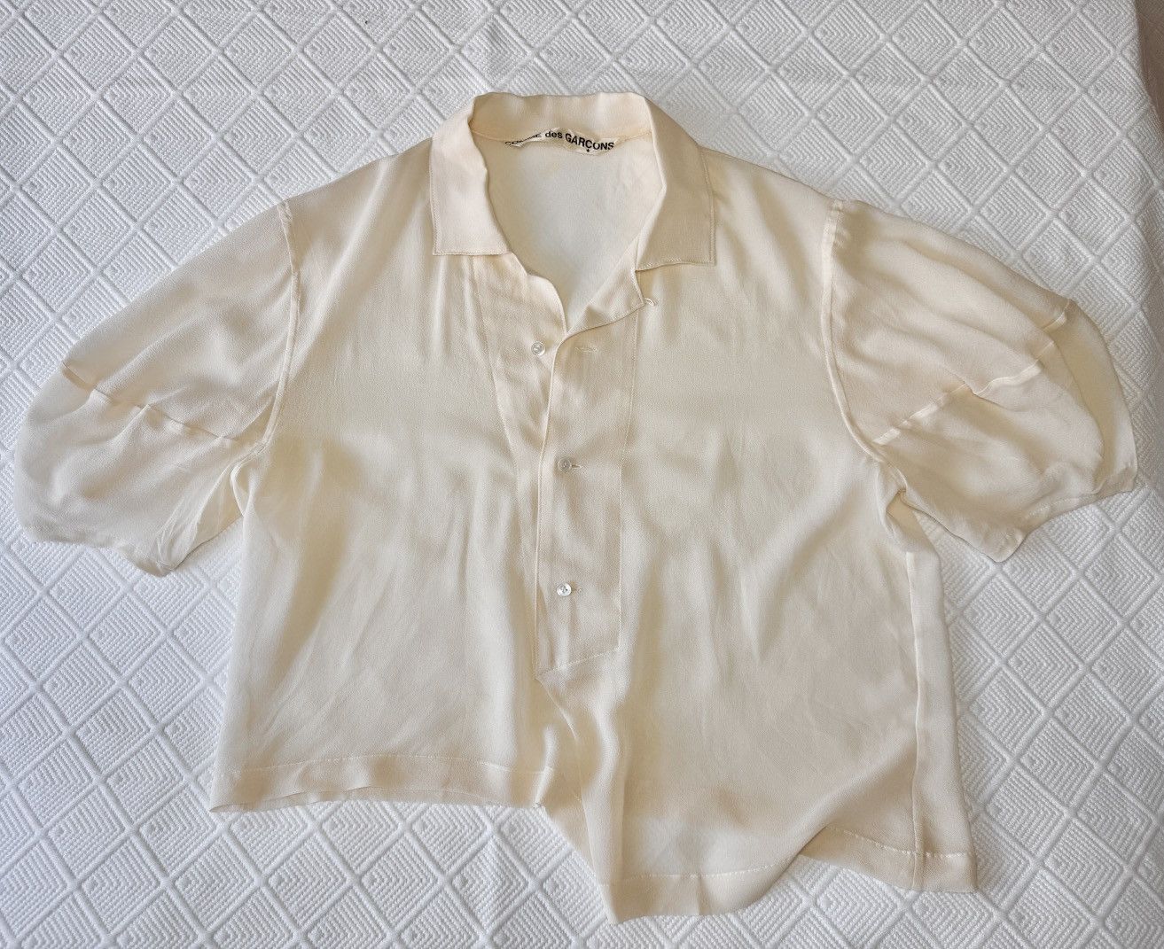 Comme des Garcons Comme des Garçons Vintage Silk Shirt Cream S/M Y2K Archive Size S / US 4 / IT 40 - 2 Thumbnail