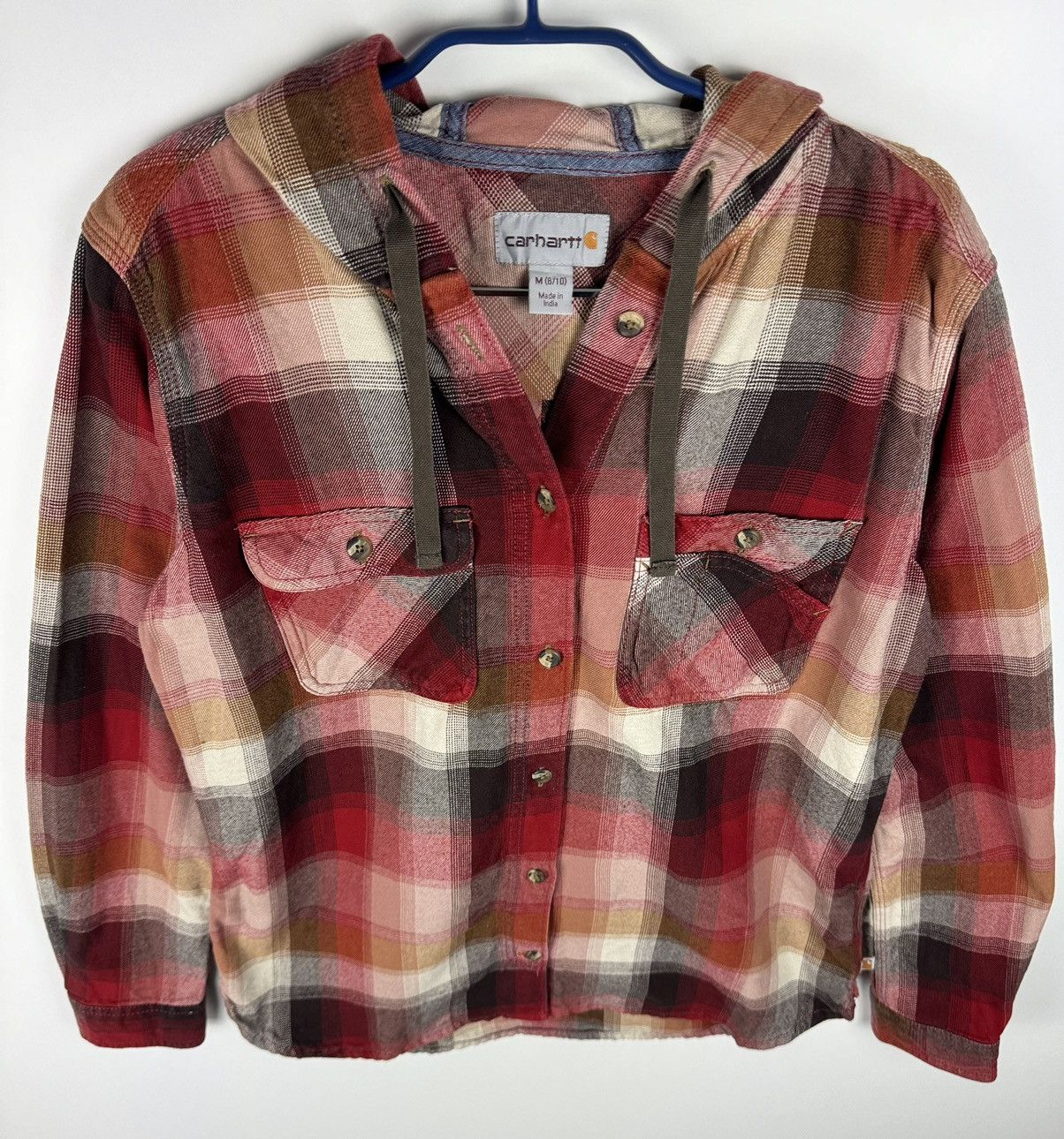 Carhartt Carhartt F18 Checkered Flannel Fleece Button Up Hooded Shirt Size US M / EU 48-50 / 2 - 3 Thumbnail