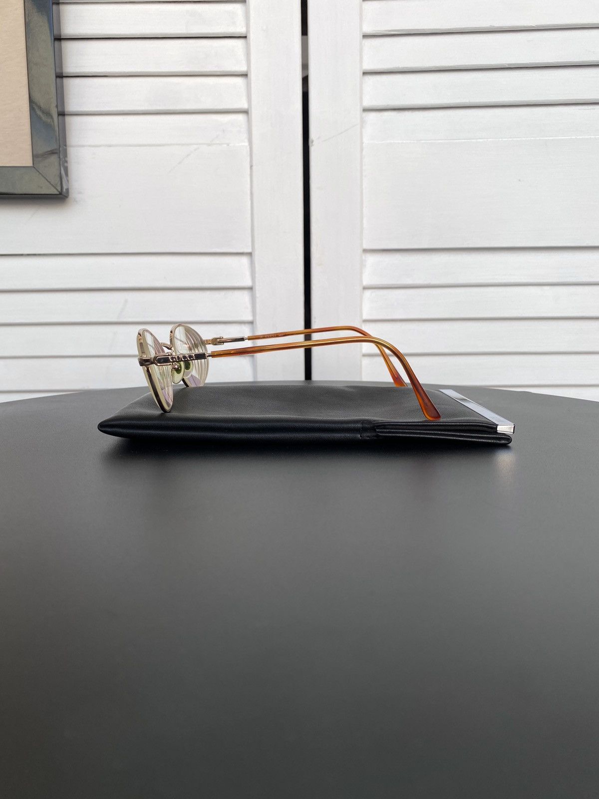 Gucci Vintage 90s Gucci GG 1333 GB1 Round Glasses Gold & Tortoise Size ONE SIZE - 2 Thumbnail