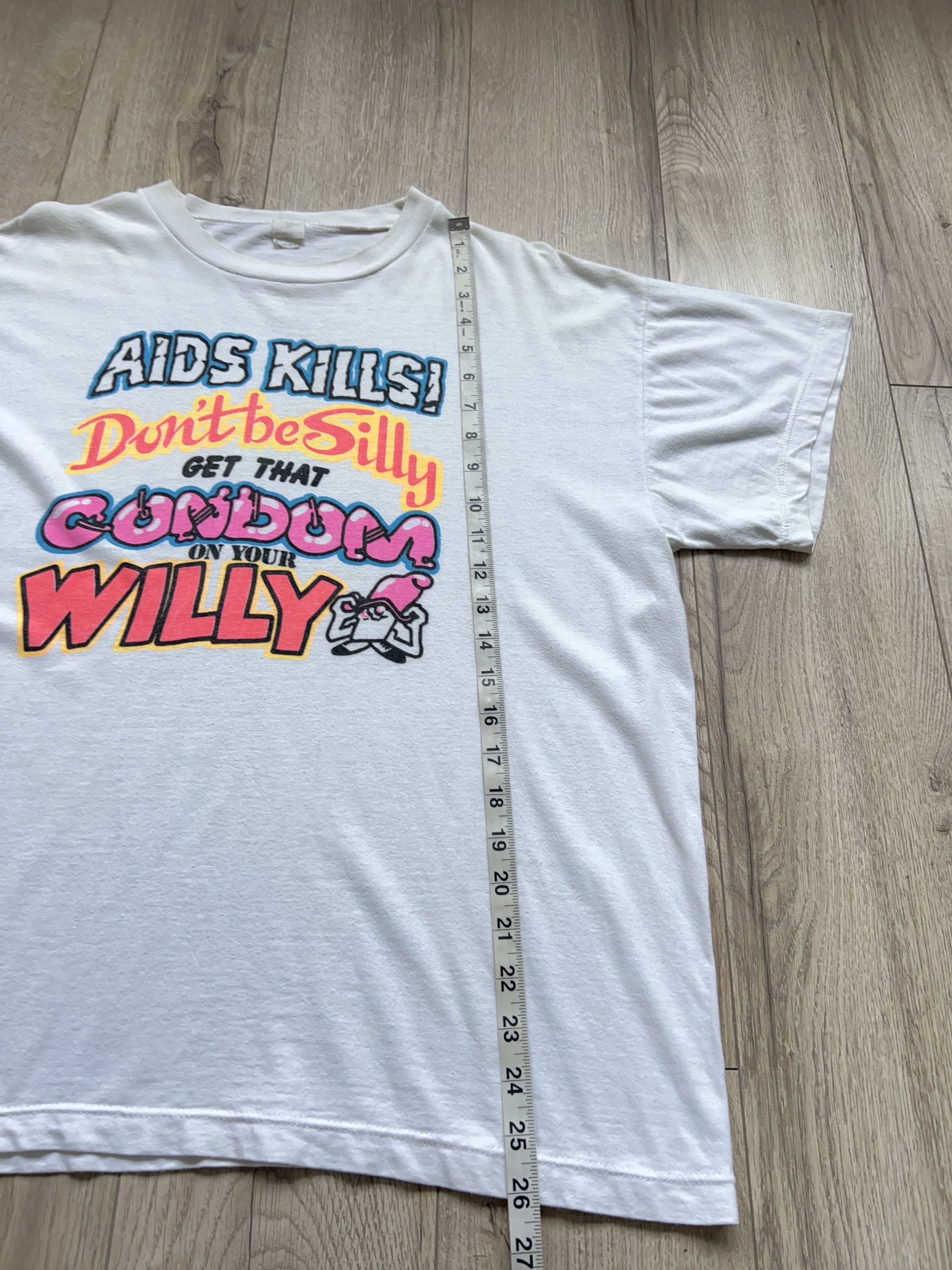 Vintage Aids Kills Don't Be Silly Get That Condom Funny Tee Parody Size US XL / EU 56 / 4 - 7 Thumbnail