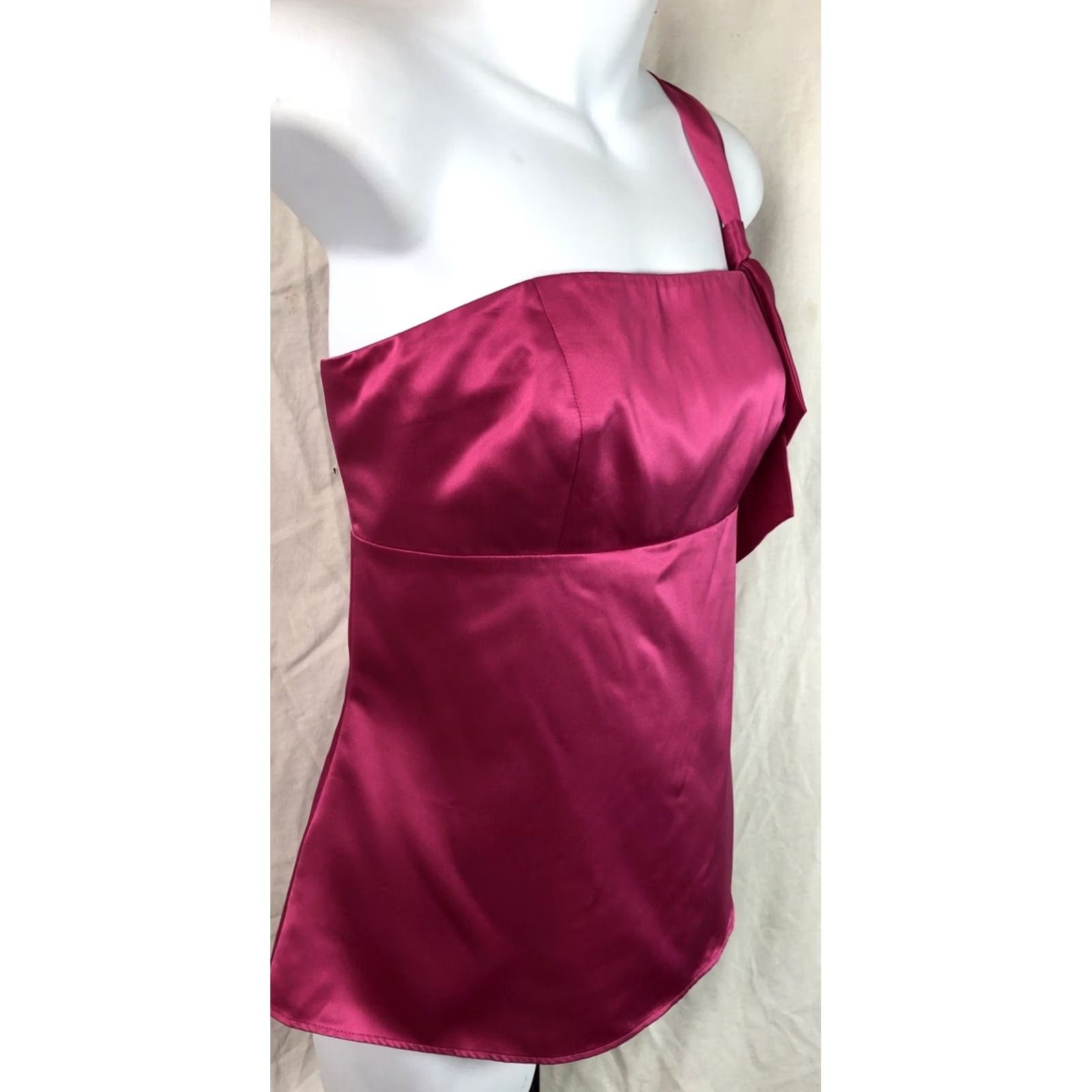 Ann Taylor Ann Taylor Loft Camisole Satin Top One Shoulder Tie Pink 8P ShelfBra Women Dress Formal Party/Cocktail Wedding Satin Blouse Size M / US 6-8 / IT 42-44 - 3 Thumbnail