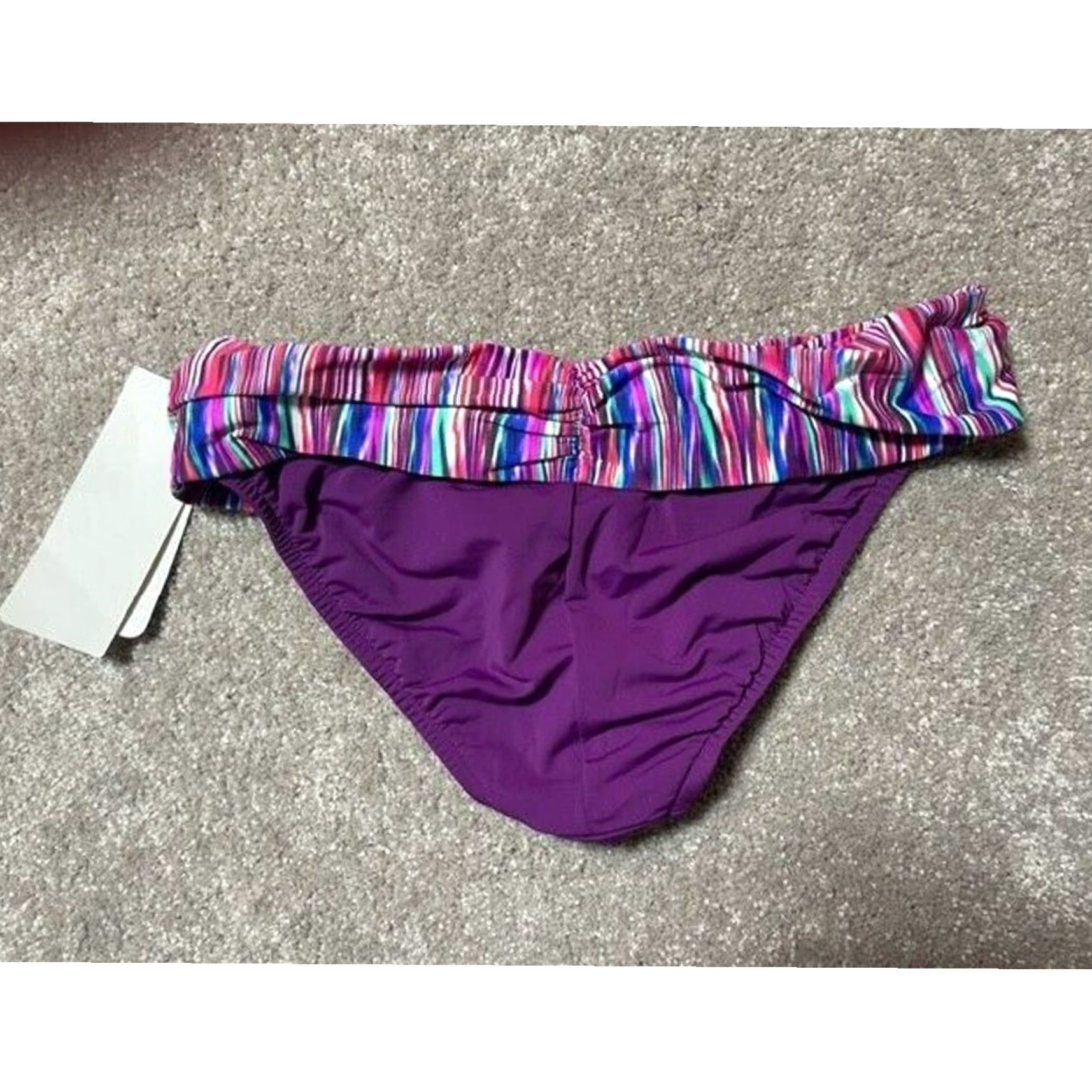 Vintage Sunsets Bikini Bottom M Boho Chic Festival Retro 90s Y2K Fold-Over Waist Purple Women Bottom Mens? Size 32" / US 10 / IT 46 - 2 Thumbnail