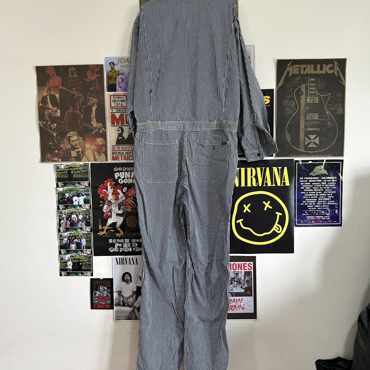Vintage Vintage Oshkosh Hickory Stripe Distressed Workwear Jumpsuit Size US 34 / EU 50 - 10 Thumbnail