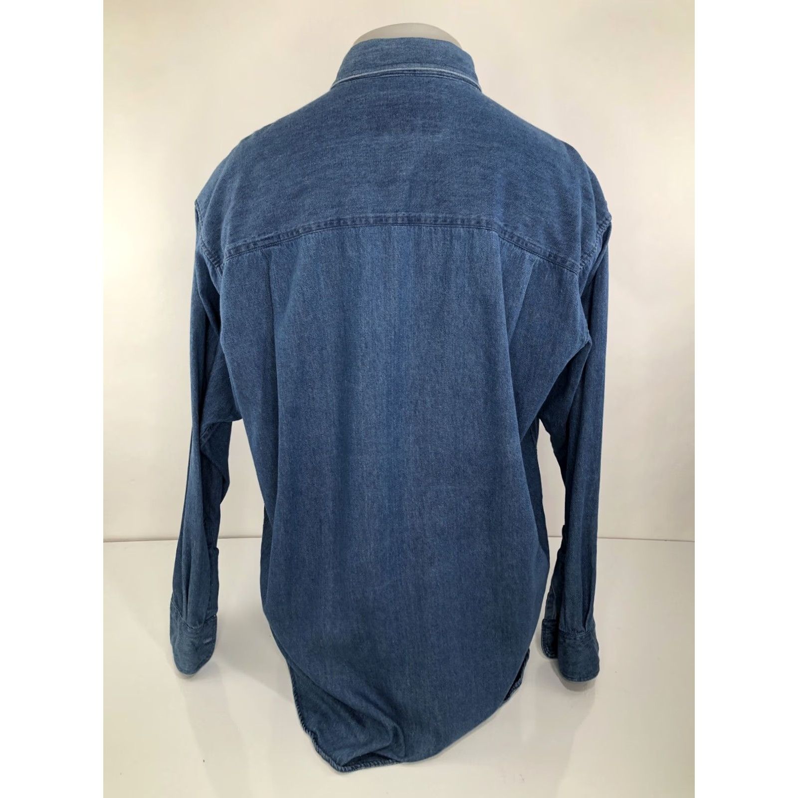 Ralph Lauren Chaps / Ralph Lauren Country Cottons Denim Shirt 1990s Vintage Blue 17.5 34/35 Long Sleeve Men's Shirt Boots style Size US XXL / EU 58 / 5 - 4 Thumbnail