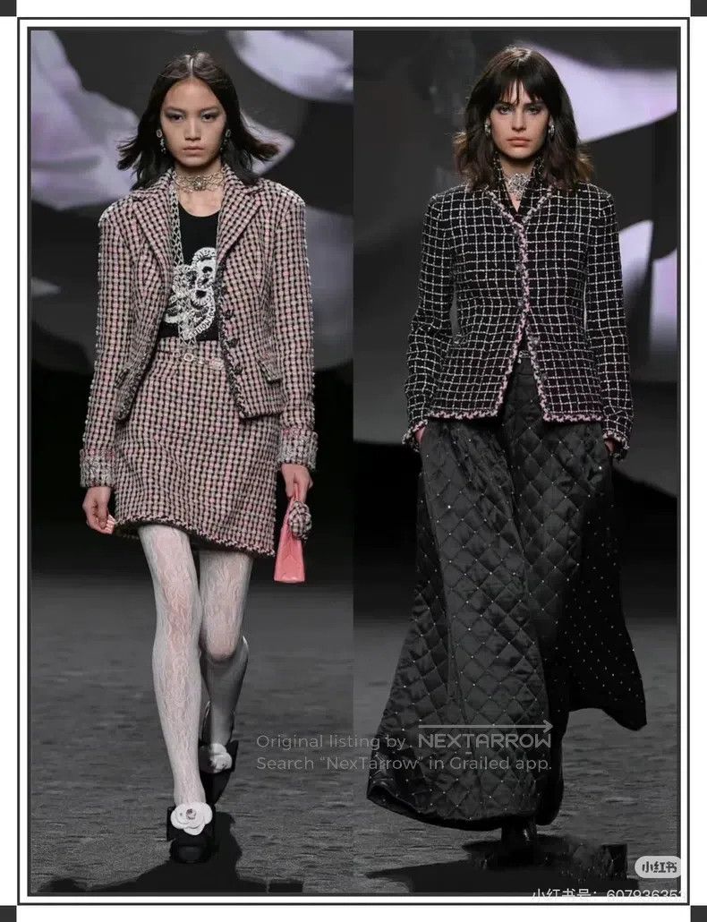 Chanel Chanel 23k show black pink plaid petal rolled edge flower Size XS / US 0-2 / IT 36-38 - 2 Thumbnail