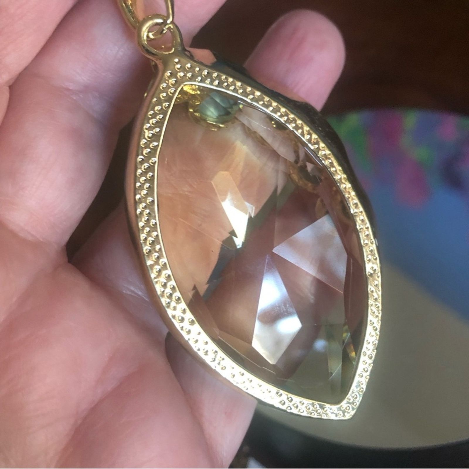 Jewelry Large marquis faceted light brown topaz crystal necklace NWT Size ONE SIZE - 14 Thumbnail