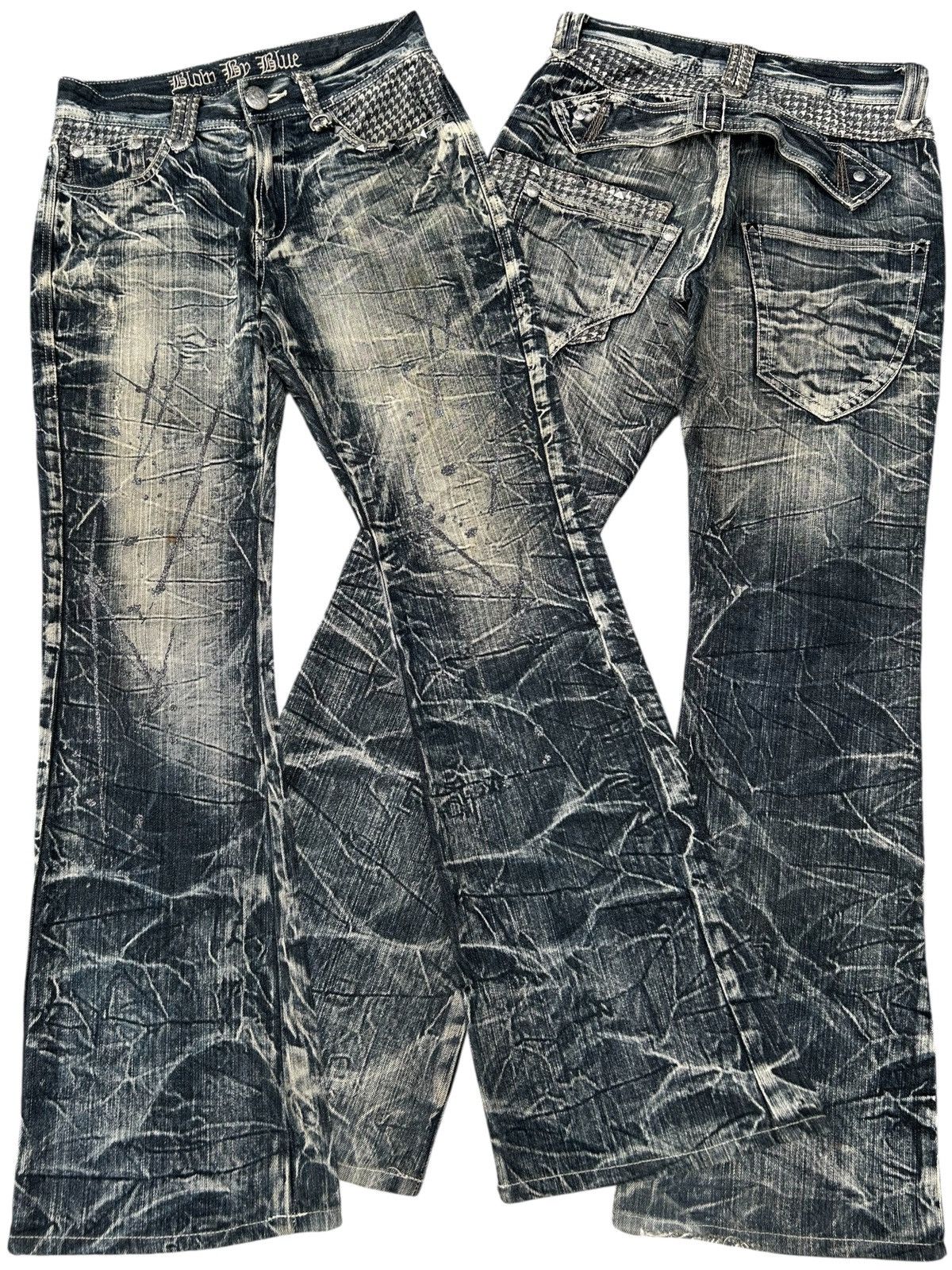 Seditionaries FLARE SKULL BLOW BY BLUE BUCKLE BACK PUNK DISTRESSED DENIM Size US 30 / EU 46 - 1 Thumbnail