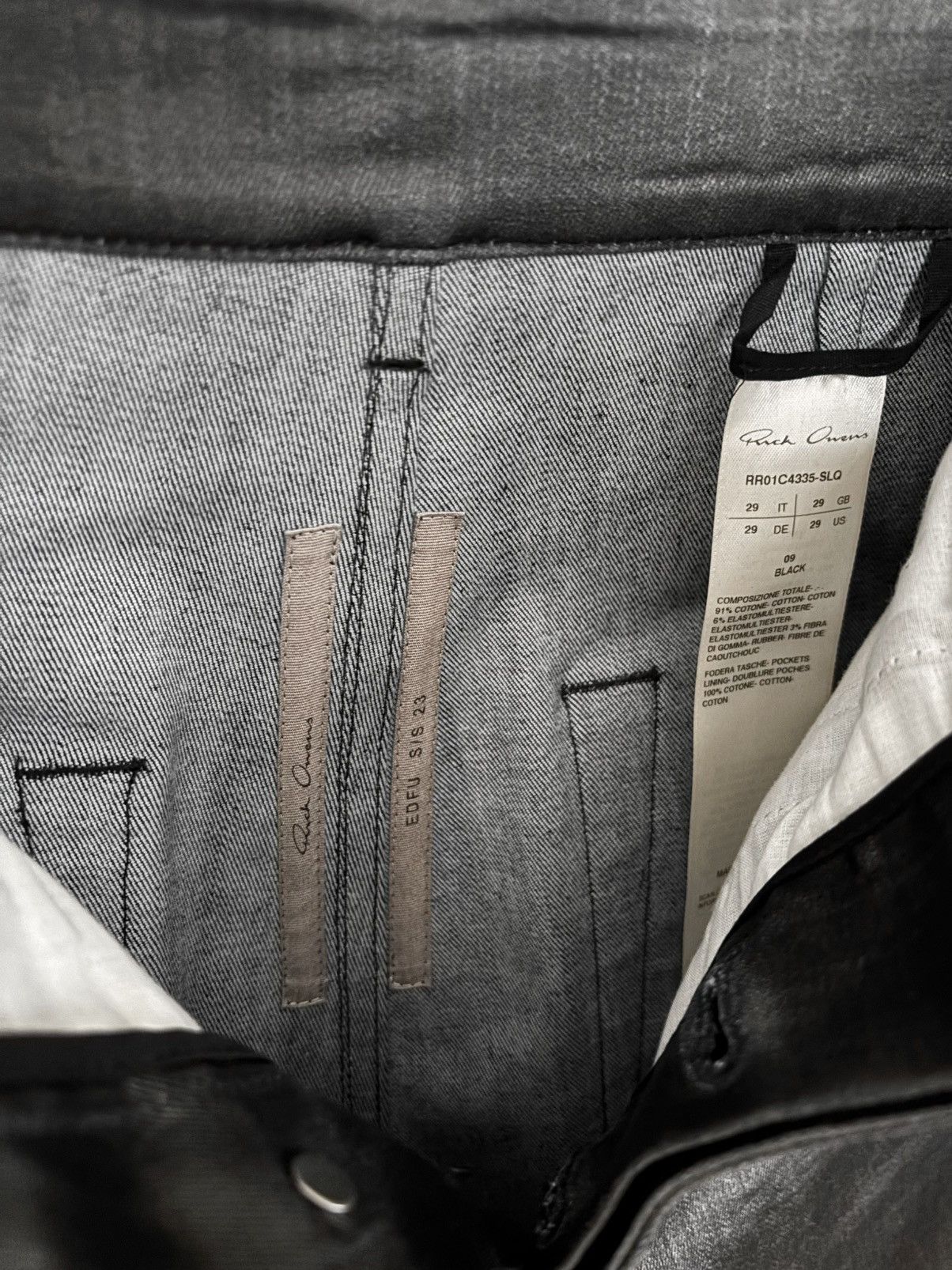 Rick Owens Rick Owens mainline black wax coated bolan pants Size US 29 - 4 Thumbnail