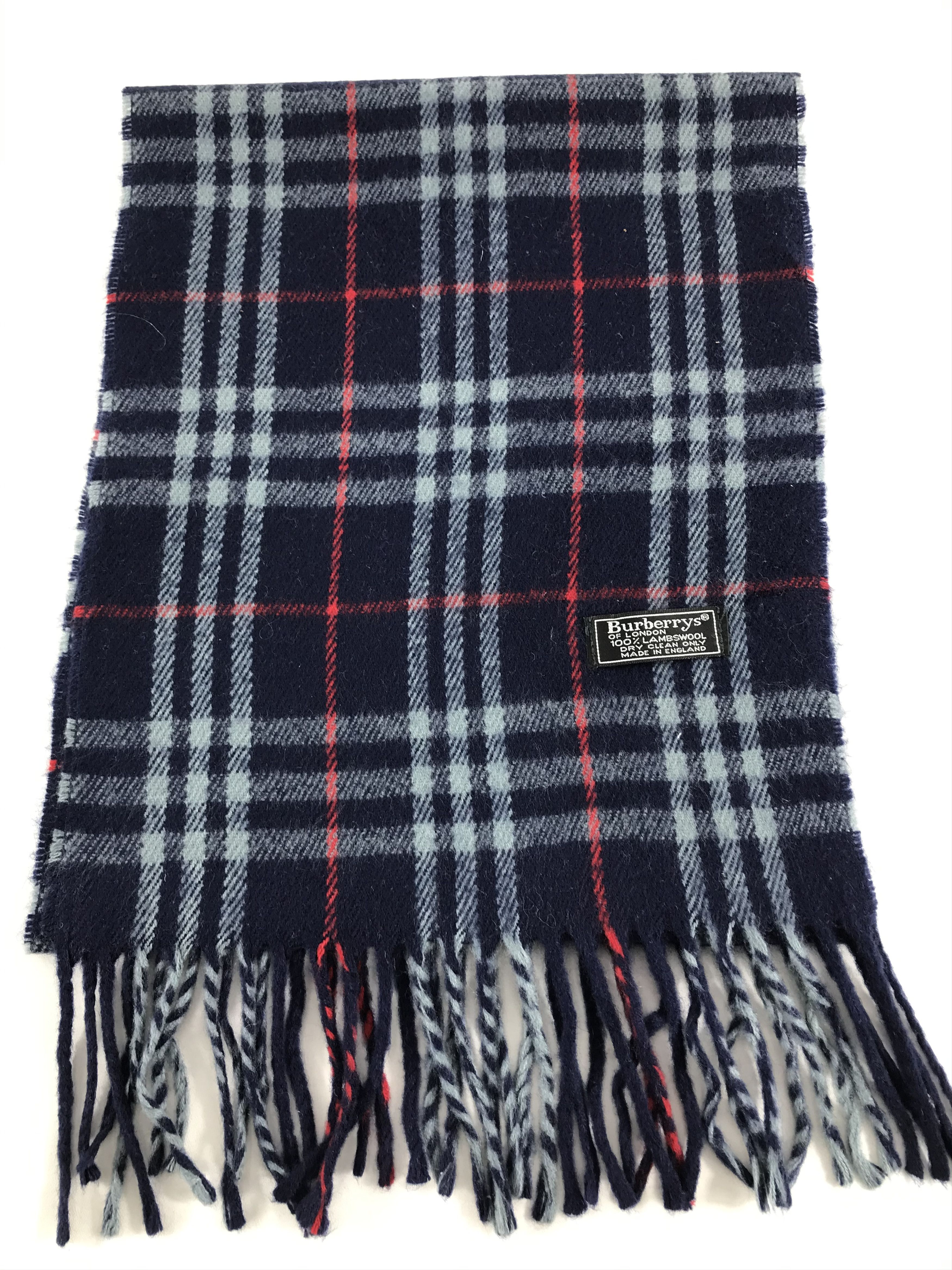 Burberry Burberrys Nova Check Blue Wool Scarf Muffler V463 Size ONE SIZE - 2 Thumbnail