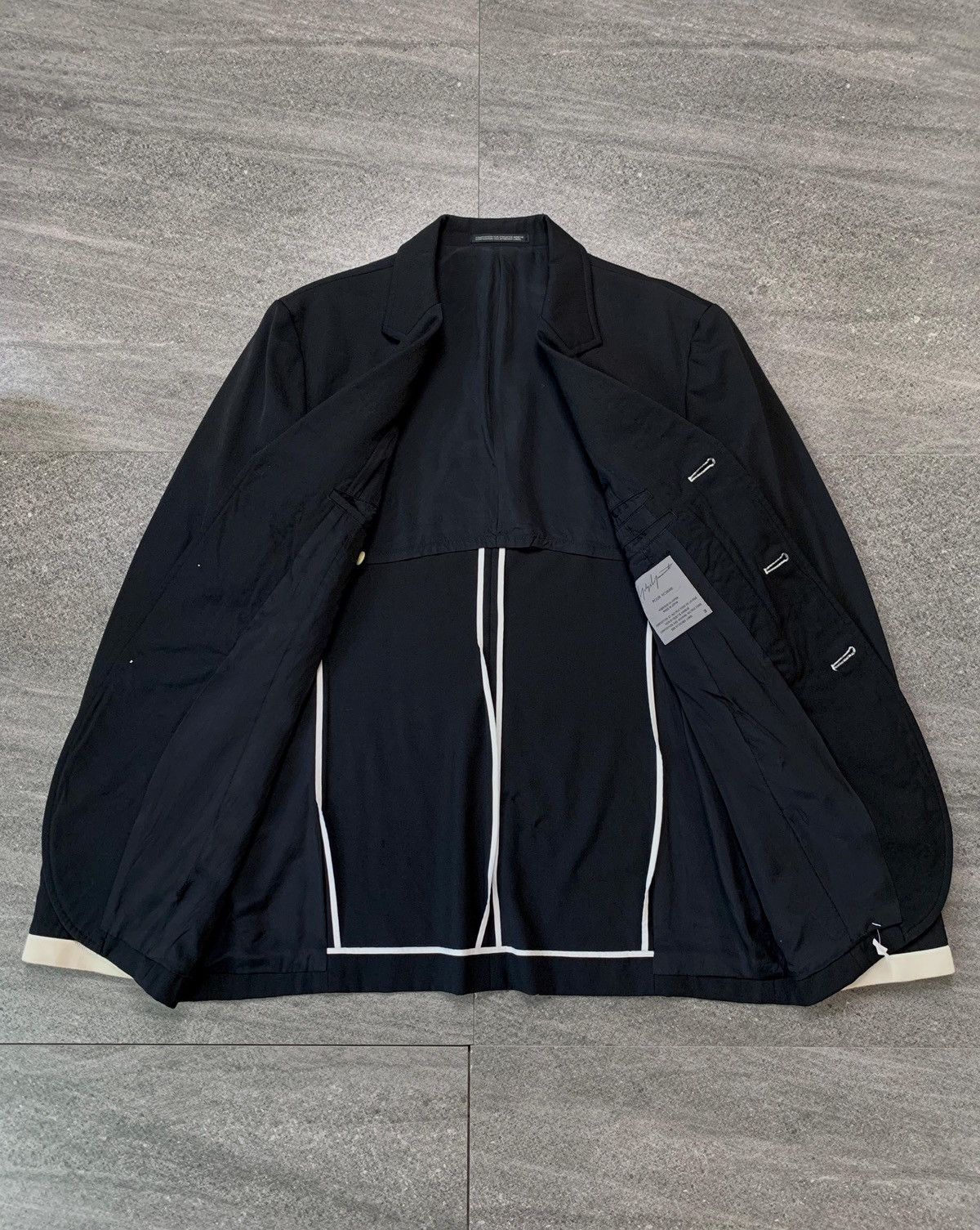 Yohji Yamamoto FREE TAX! SAMPLE Wool Contrast Blazer Jacket Size 48R - 5 Thumbnail