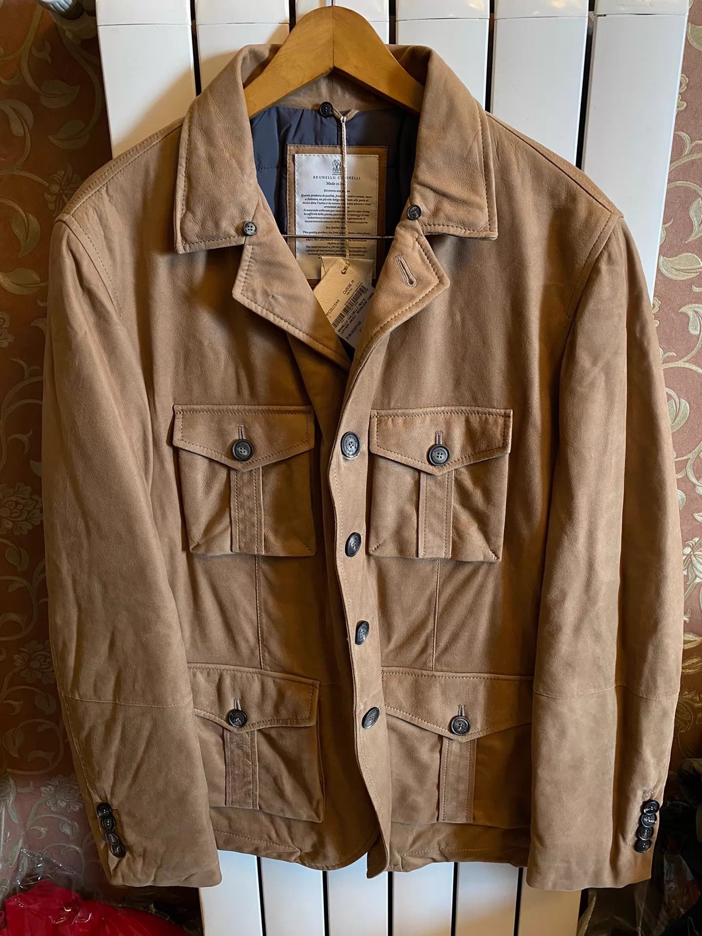 Brunello Cucinelli BC Four-Pocket Leather Safari Down Jacket M (Fur Collar) Size US M / EU 48-50 / 2 - 2 Thumbnail