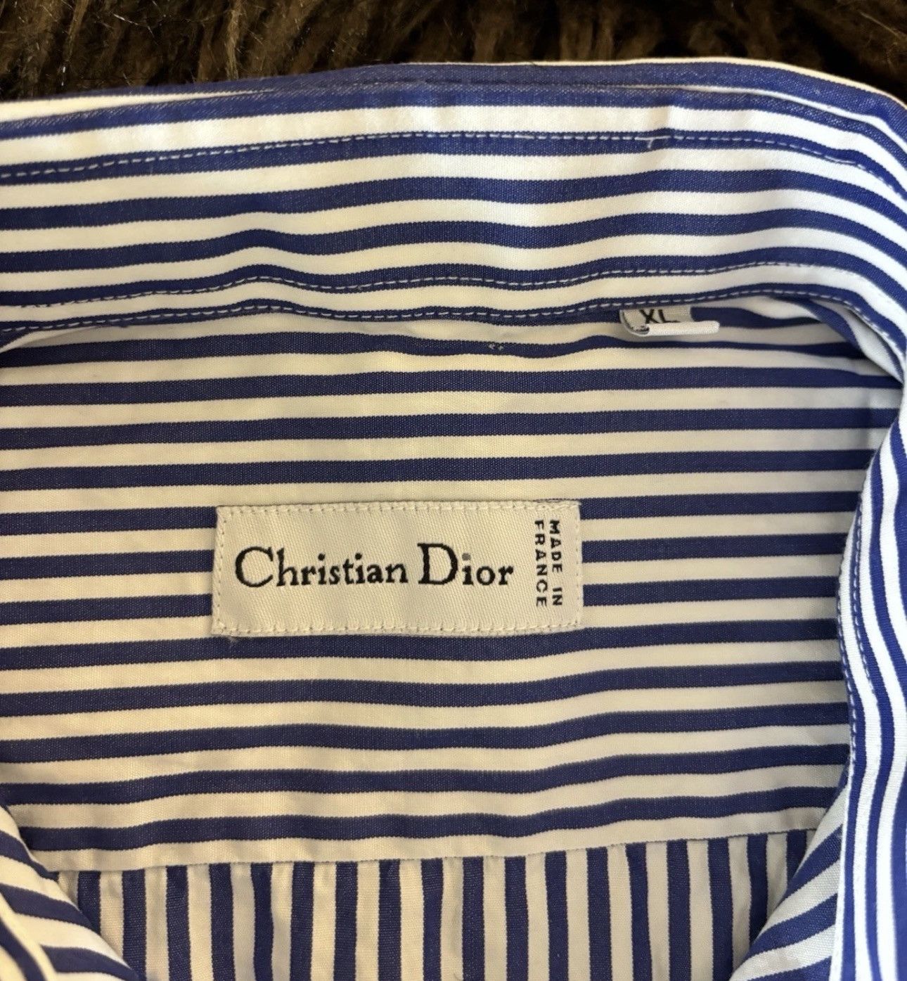 Christian Dior Monsieur Christian Dior Paris Blue Striped Button-Down - France Size US XL / EU 56 / 4 - 2 Thumbnail