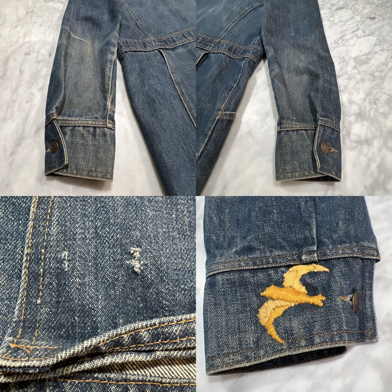 Levi's VINTAGE Levi’s Jacket Men's M Orange Tab Split Tail Chore Long Denim Blue 70s Workwear Size US 31 - 9 Thumbnail