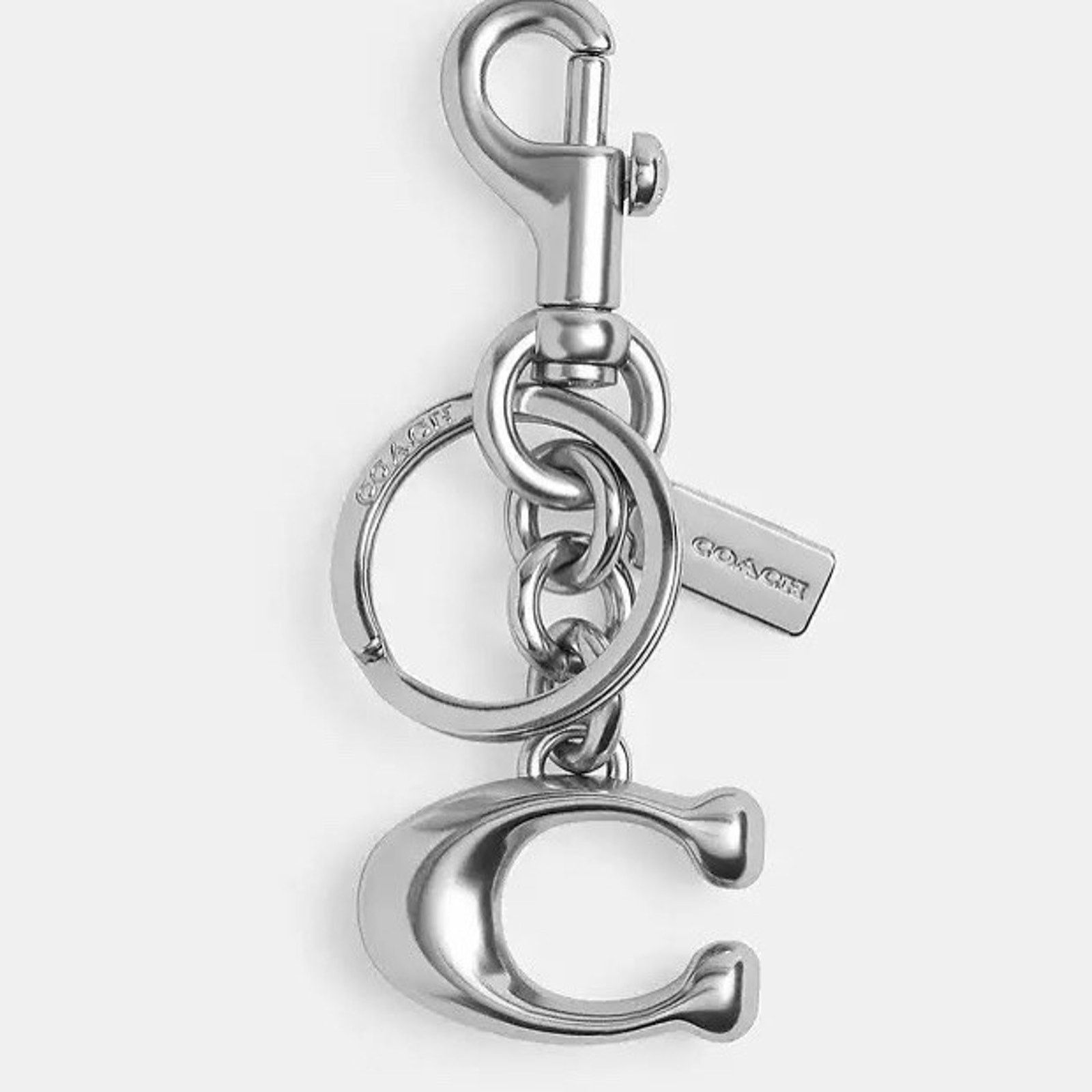 Coach NWT Coach Solid C Bag Charm Keychain Key Fob 1635 silver Size ONE SIZE - 4 Thumbnail