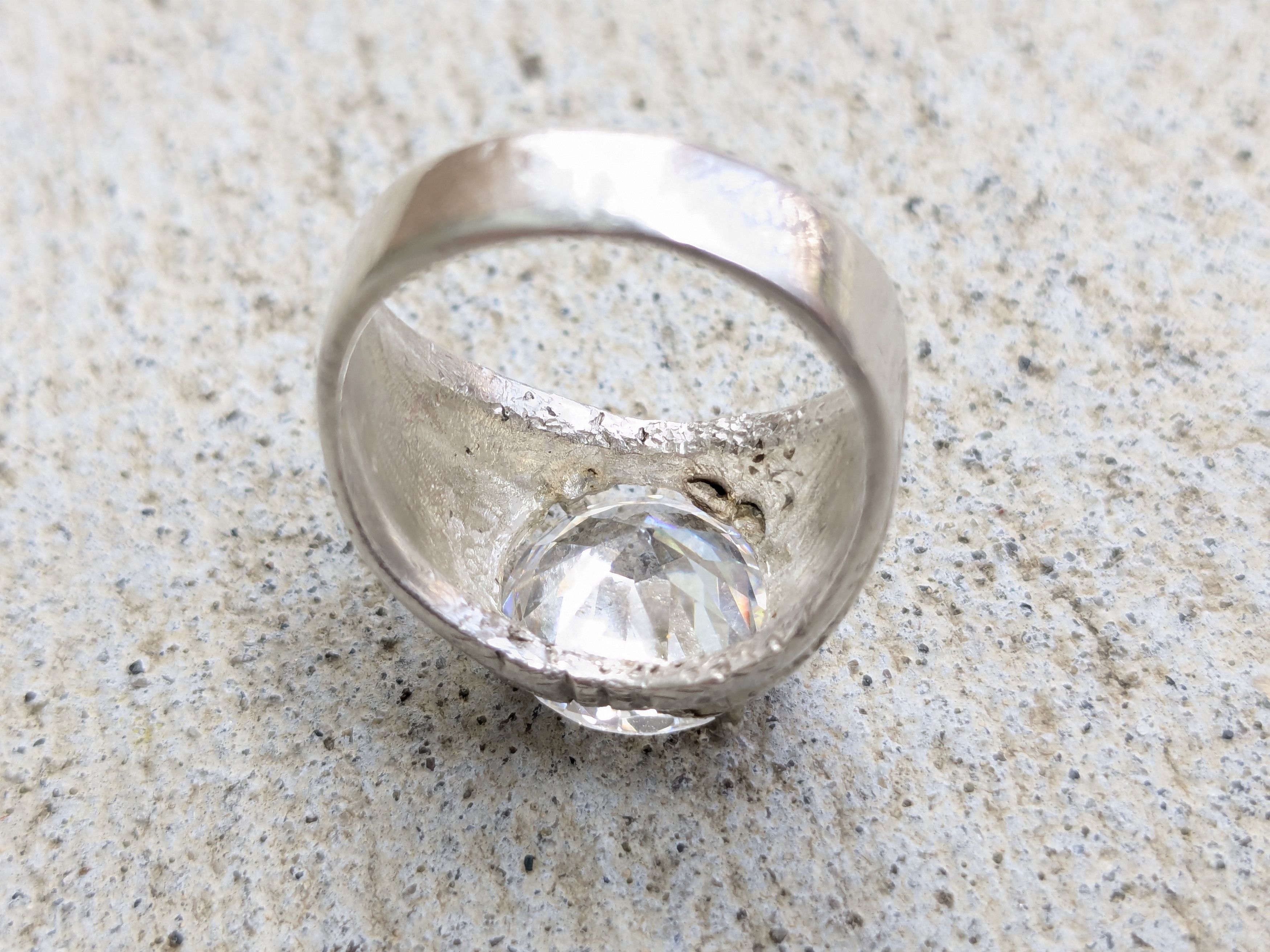 Jewelry Vintage Sterling Silver Ring CZ Round 8.75 Clear Size ONE SIZE - 7 Thumbnail