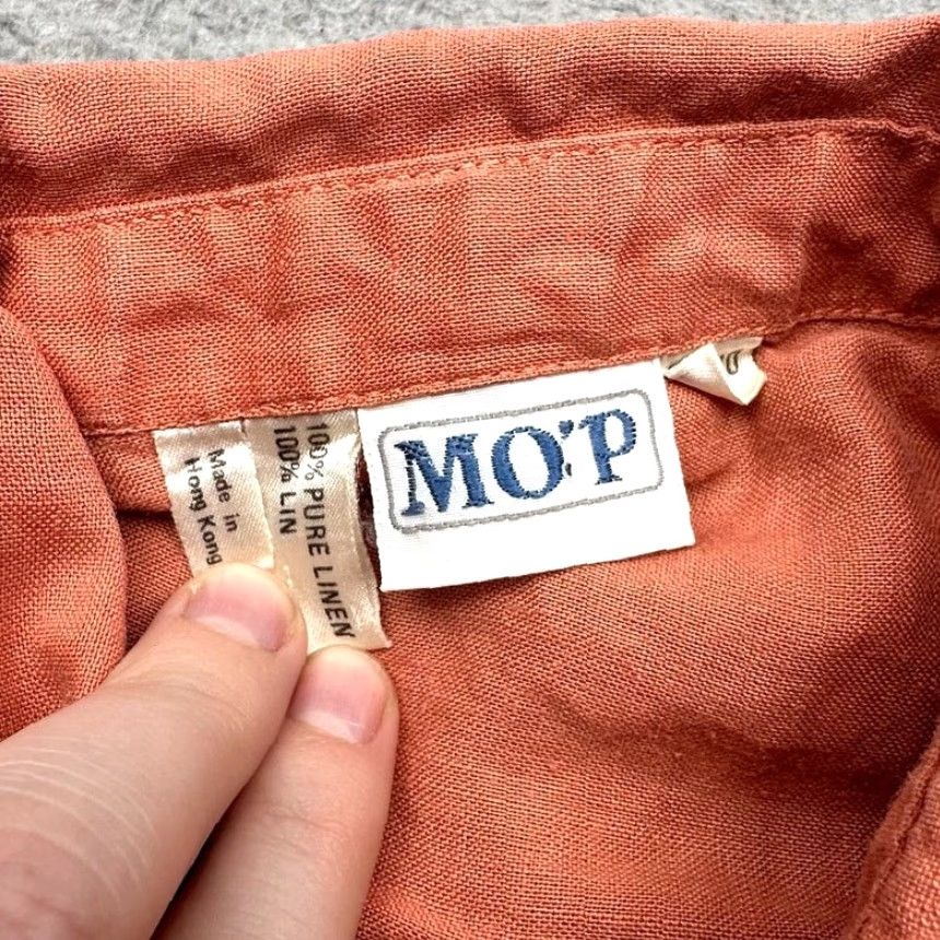 Marc O'Polo VINTAGE Marc O'Polo Shirt Womens Large Orange 100% Linen Button Up Short Sleeve Size L / US 10 / IT 46 - 3 Thumbnail