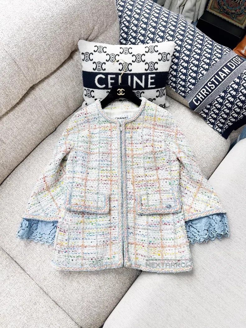 Chanel Chanel Plaid stitching lace cuffs short-sleeved long-sleev Size XS / US 0-2 / IT 36-38 - 2 Thumbnail