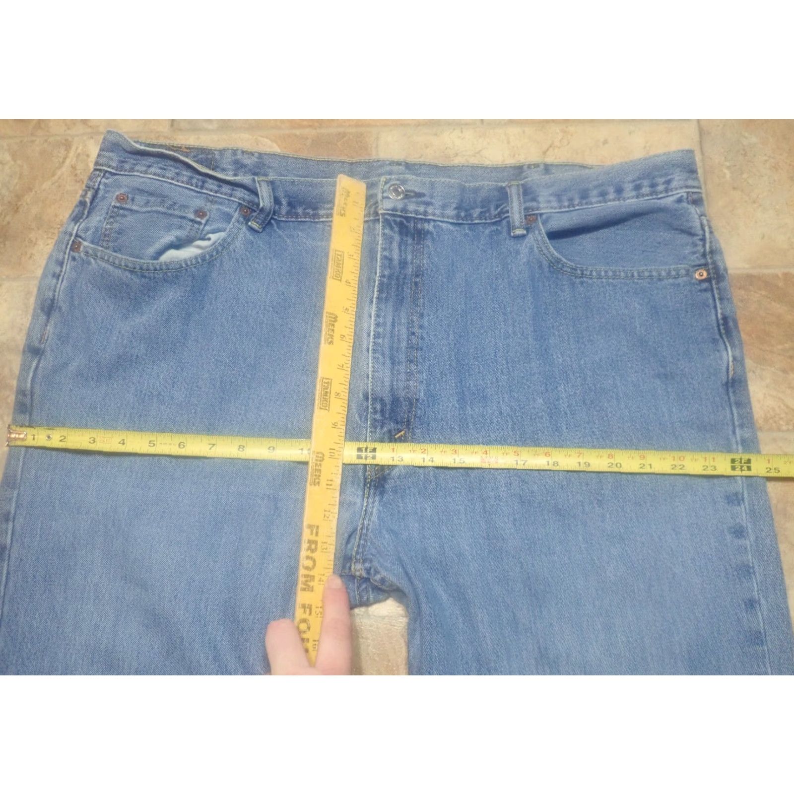 Levi's VINTAGE Levi's Men's 550 Relaxed Straight Jeans Big & Tall Waist 44 Inseam 30 Dark Blue Whisker Fade 90s Size US 44 / EU 60 - 5 Thumbnail