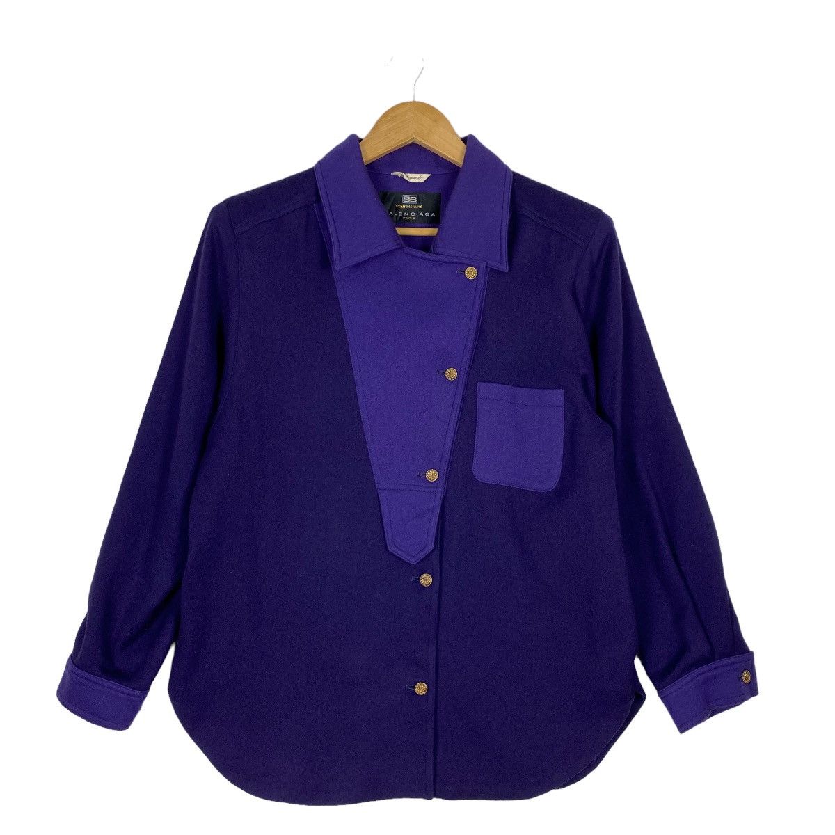 image of Balenciaga Balanciaga Pour Homme Button Coat Jacket in Purple, Men's (Size Medium)