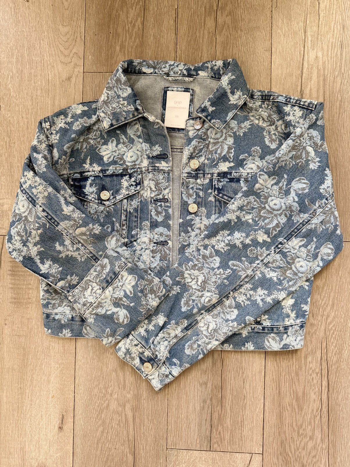 LoveShackFancy GAP Denim Floral Jacket SIZE XS Size XS / US 0-2 / IT 36-38 - 1 Thumbnail
