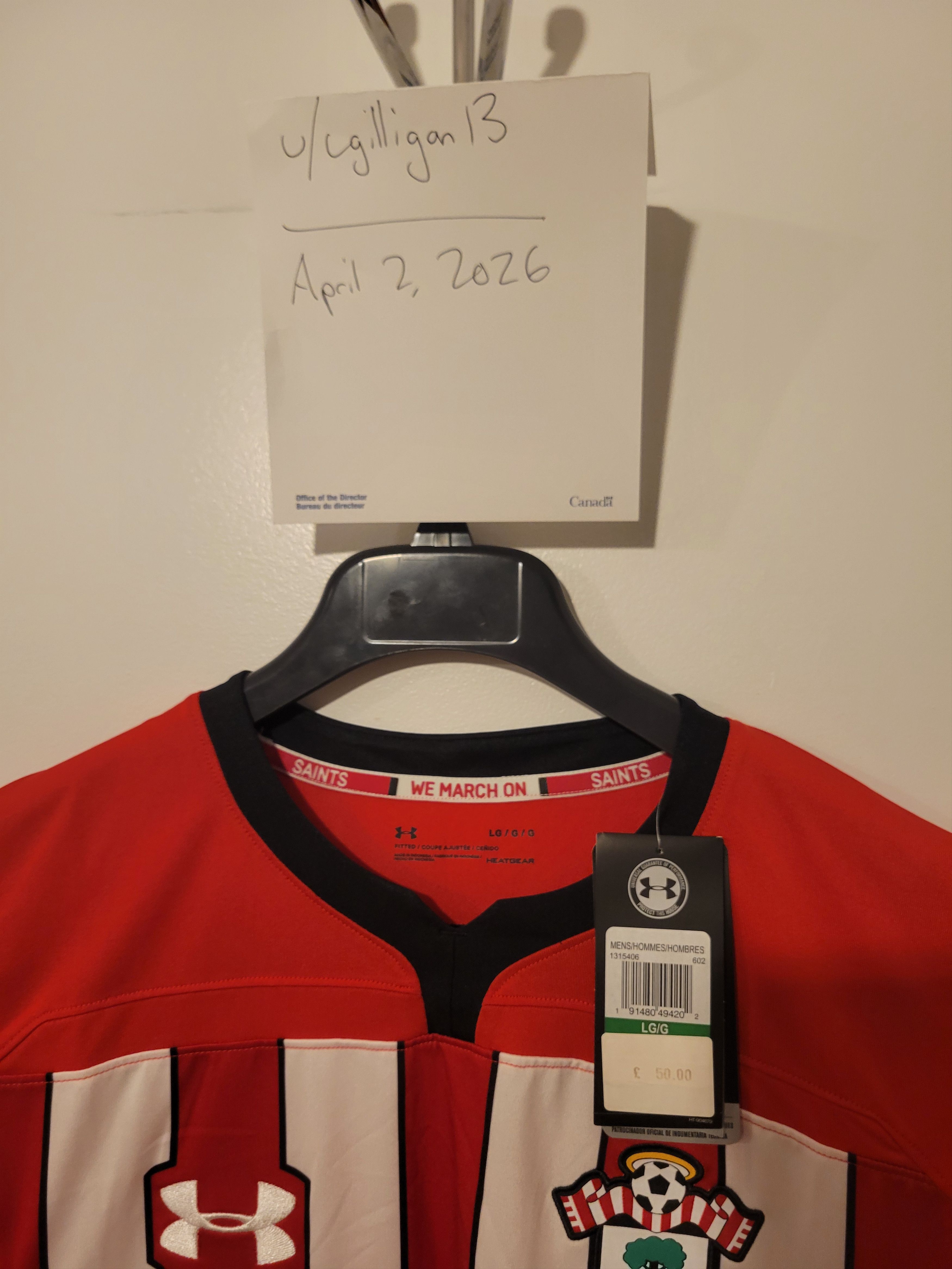 Under Armour Southampton FC 2018-2019 Home BNWT Size US L / EU 52-54 / 3 - 2 Thumbnail