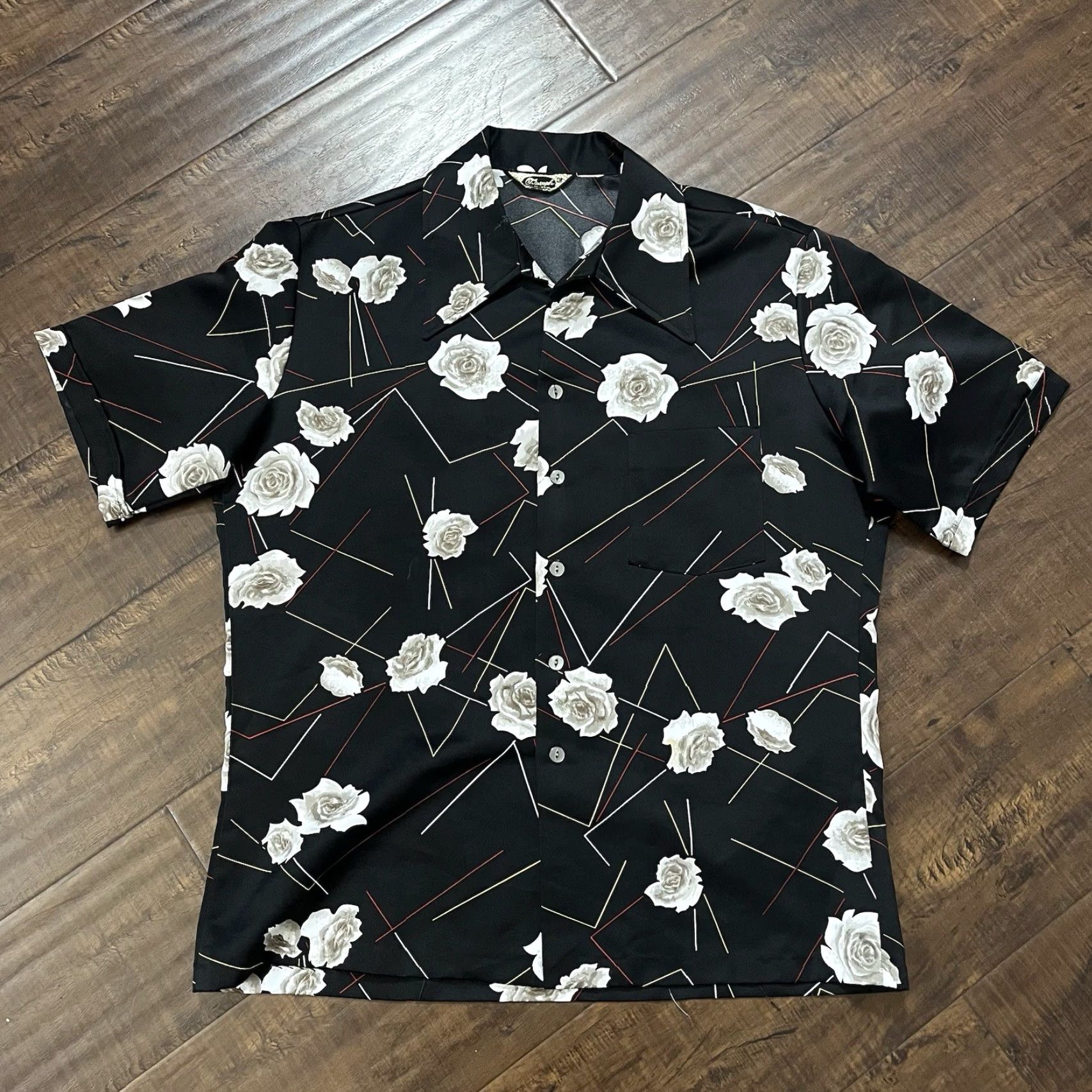 Vintage 70s 60s Disco Button Shirt Triumph California Hawaiian Mens XL Funky