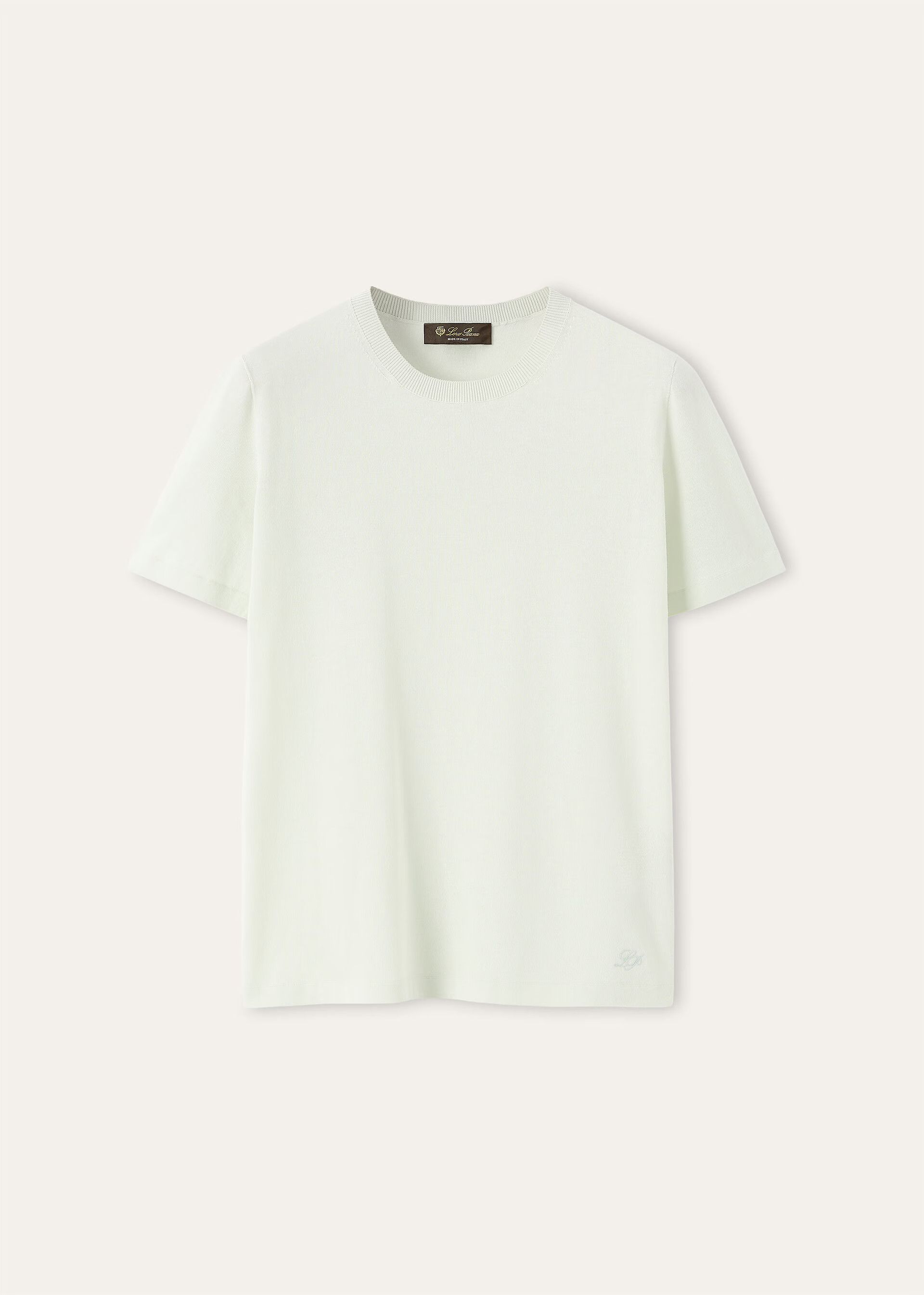 Loro Piana os11x0426 FAM7984 Angera Crewneck T-Shirt in Snow Waterfall Size L / US 10 / IT 46 - 1 Thumbnail