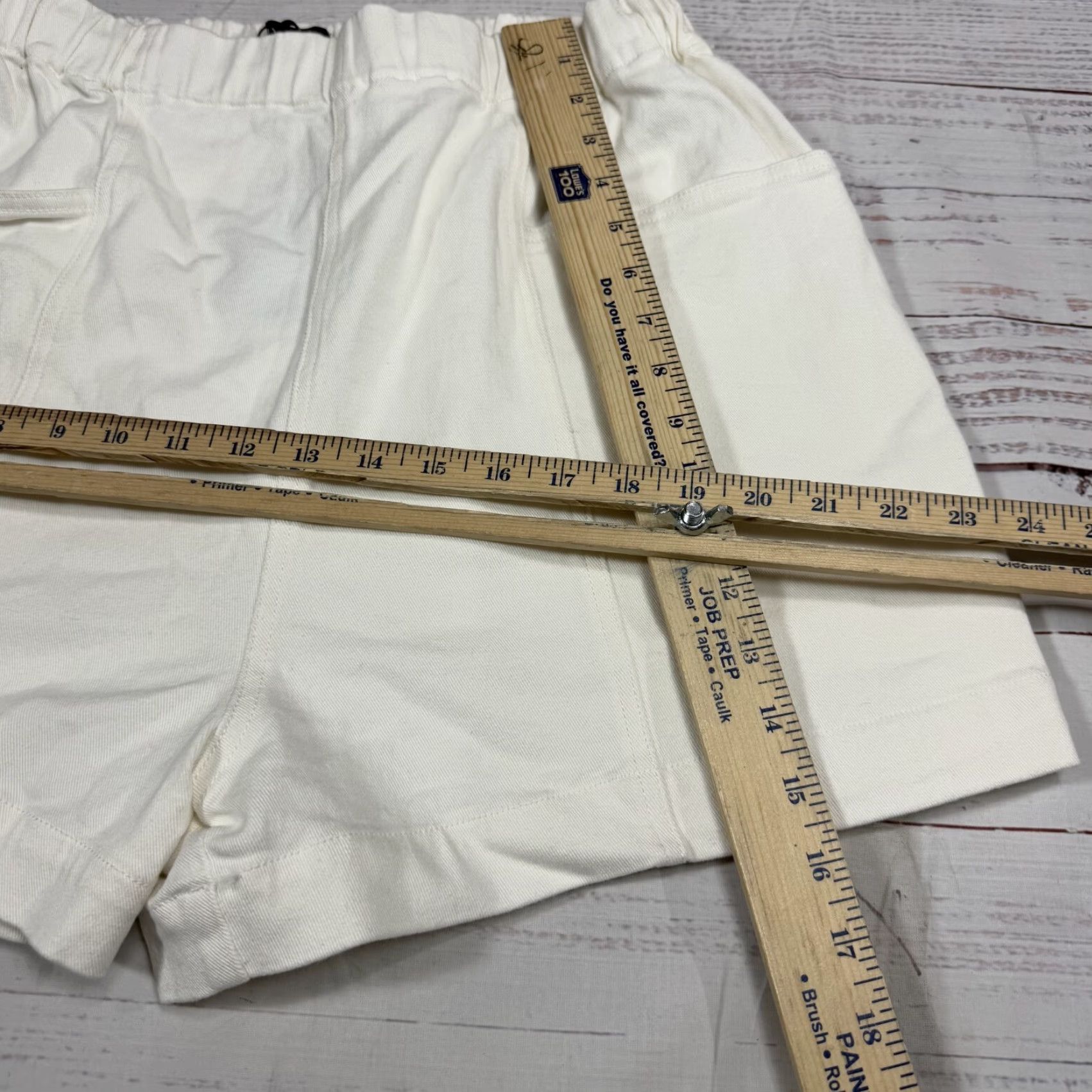 Vintage Fuinloth Womens White Pull On Shorts Elastic Waist Drawstring Cotton 2XL New Size 40" / US 18 - 3 Thumbnail