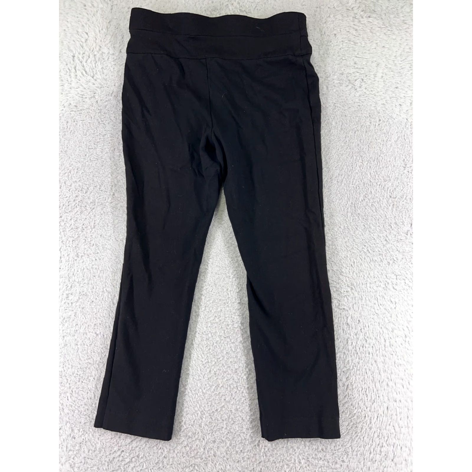 Nine West Nine West Black Elastic Waist Viscose Blend Pants Women's 34 Pull On Flat Front Straight Leg Size 24" / US 00 / IT 34 - 2 Thumbnail