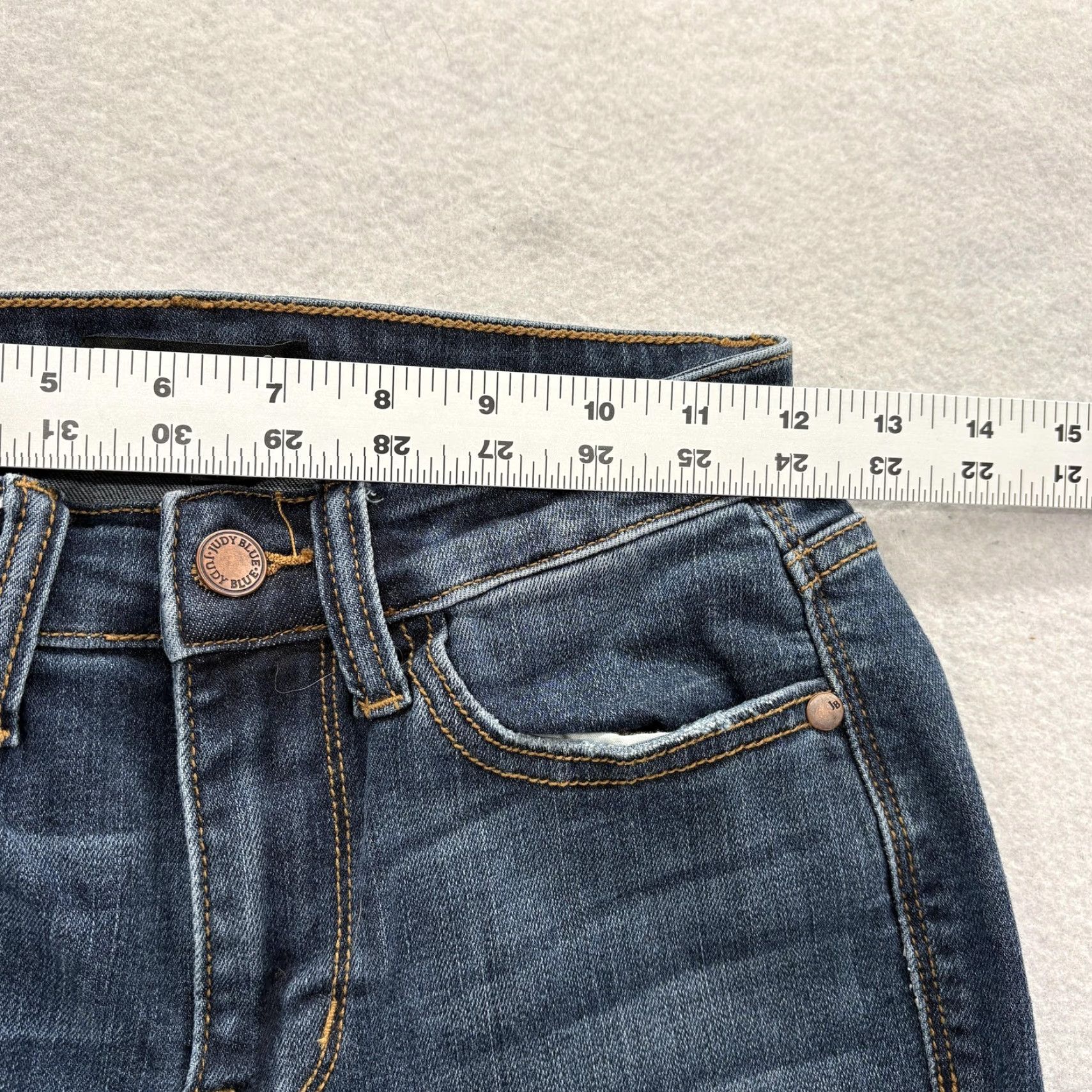 Denime Judy Blue Relaxed Fit Straight Jeans Womens 0/24 Blue Mid Rise Stretch Denim Size 42" / US 20 - 6 Thumbnail