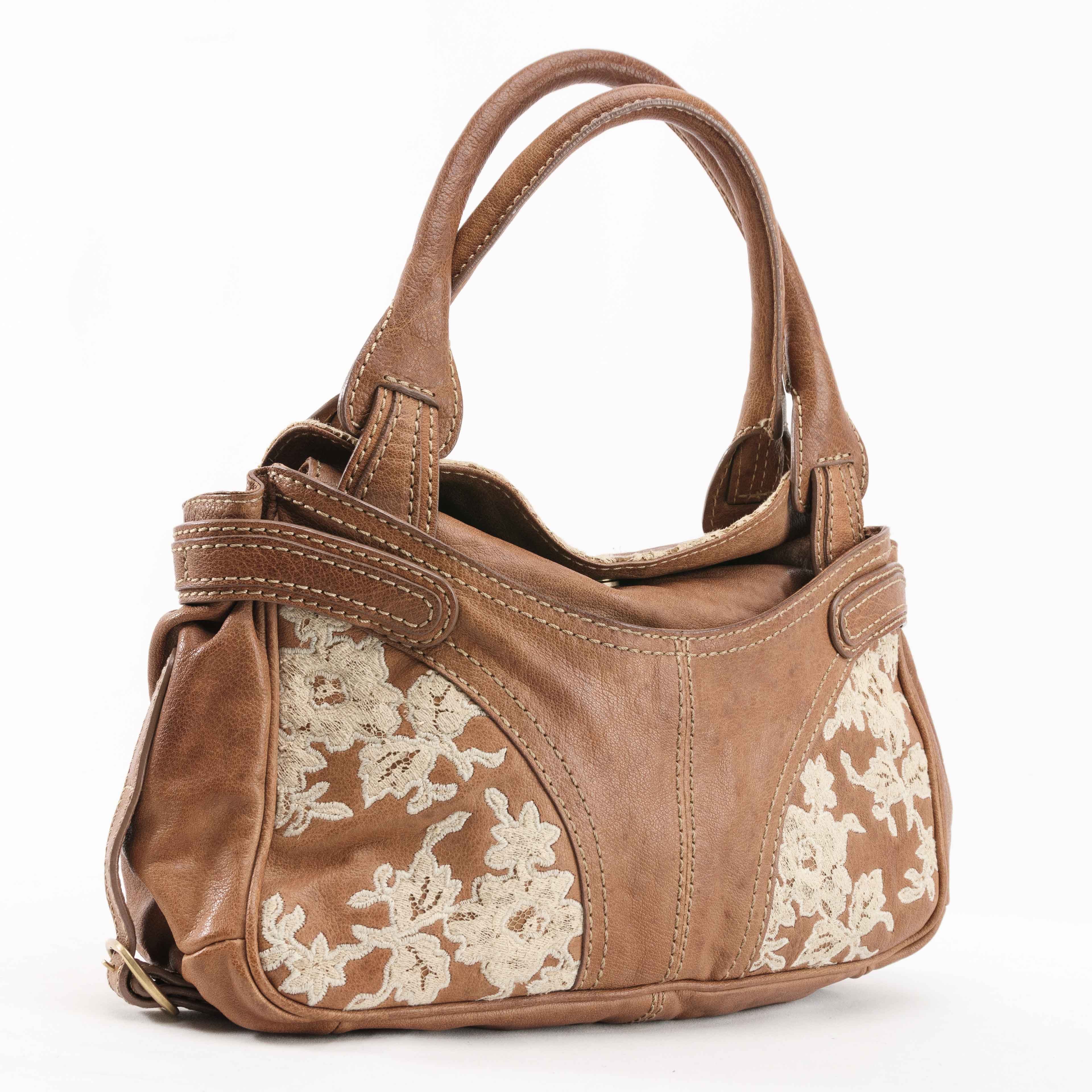 Valentino Valentino Garavani Maison Lace-Embroidered Leather Handbag Size ONE SIZE - 1 Thumbnail