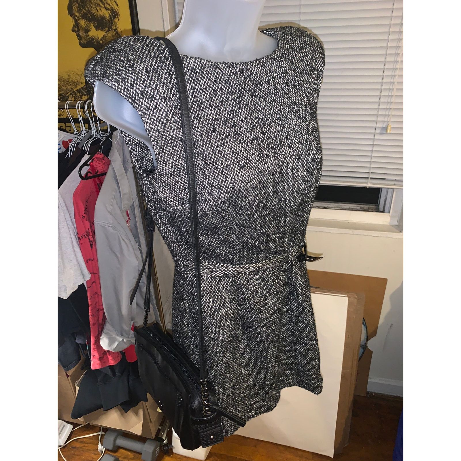 Jennifer Lopez JLO Jennifer Lopez Strapless Tweed Mini Dress 4 Black White Size S / US 4 / IT 40 - 1 Thumbnail