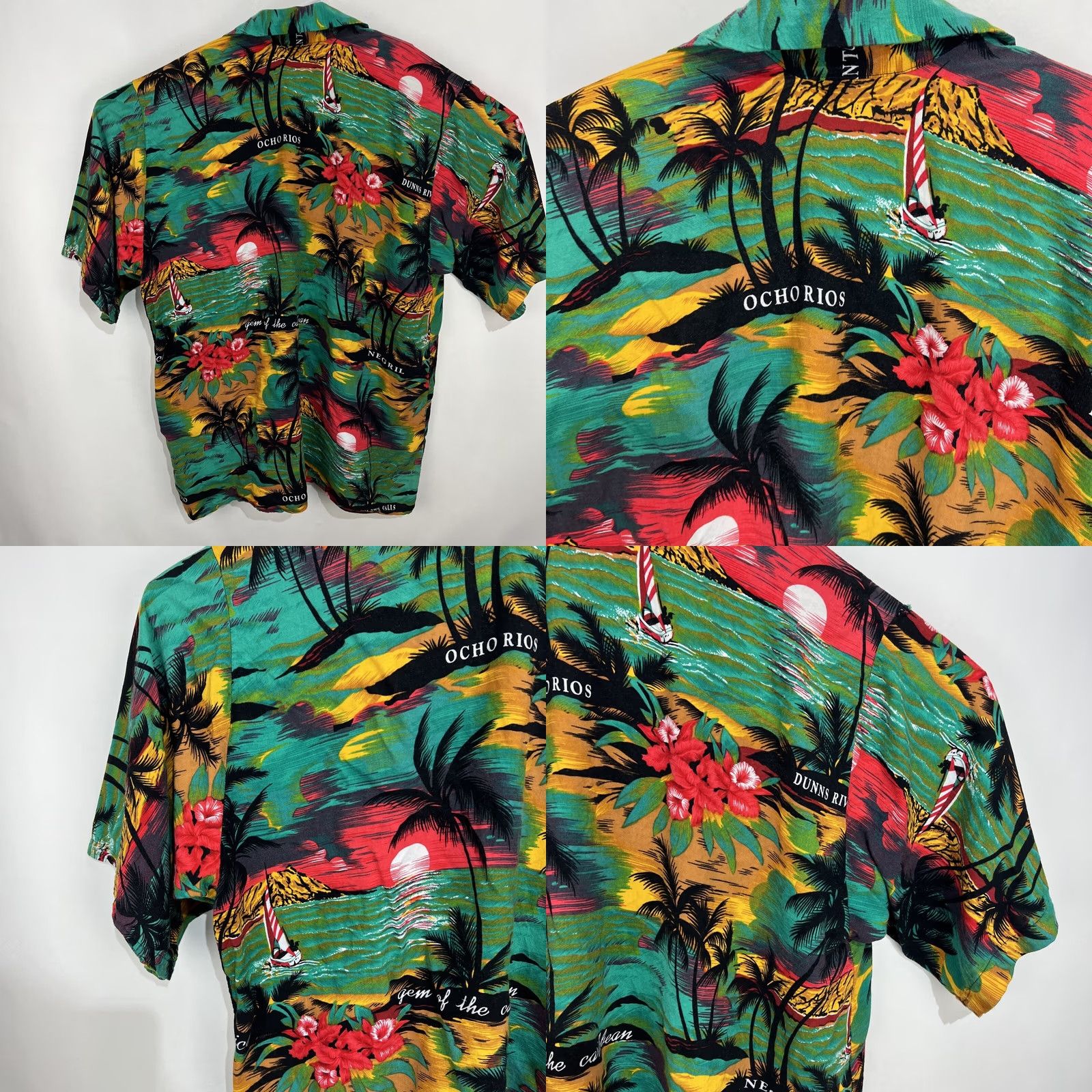 ALOHAS Beach Club Hawaiian Aloha Shirt 2XL Mens Shirt Floral Hibiscus Jamaica Montego Bay Island Beach Multicolor Button-Up Short Sleeve Casual Summer Size US XXL / EU 58 / 5 - 8 Thumbnail