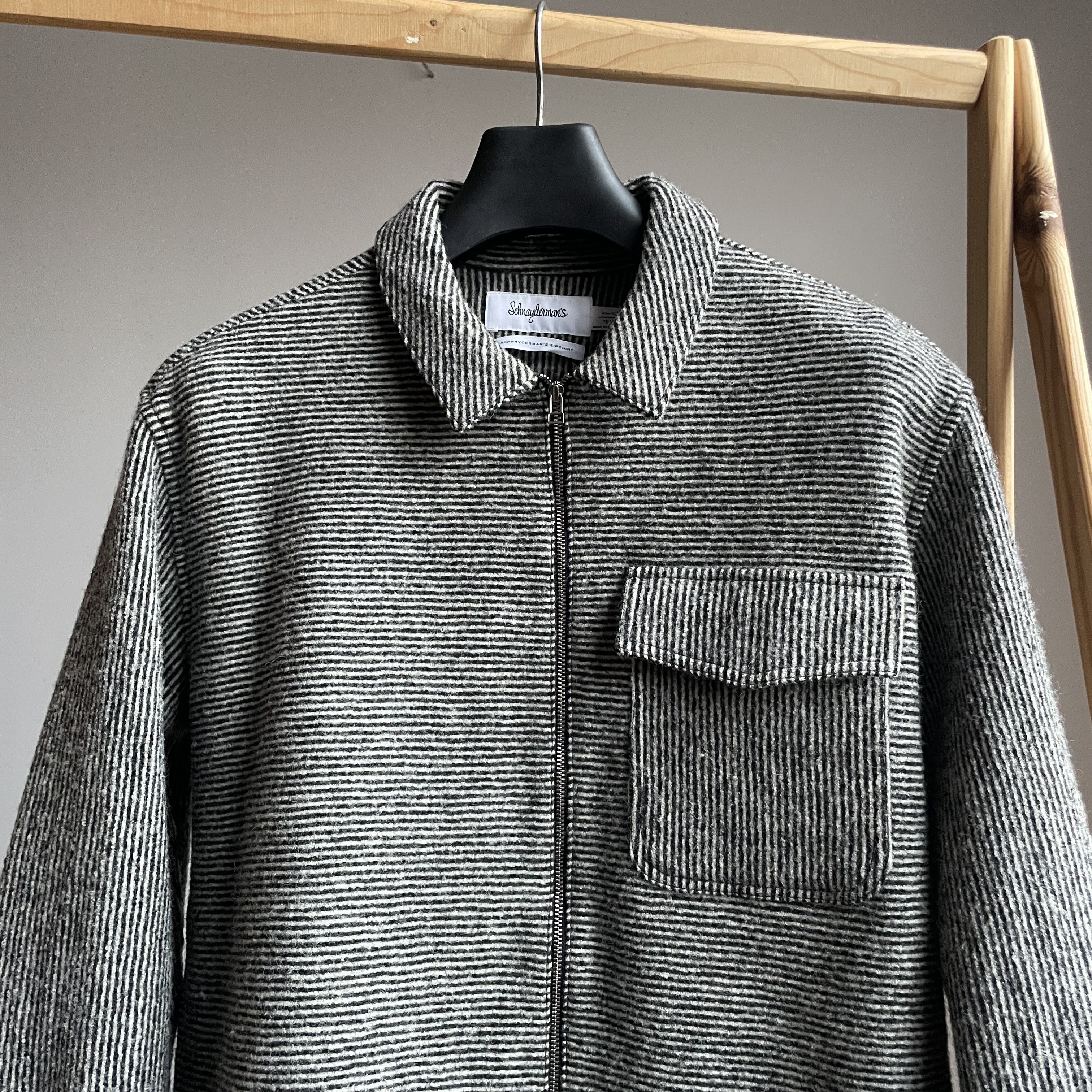 Schnaydermans Schnaydermans Striped Wool Zip Overshirt Jacket Size 41-42 Size US XL / EU 56 / 4 - 3 Thumbnail