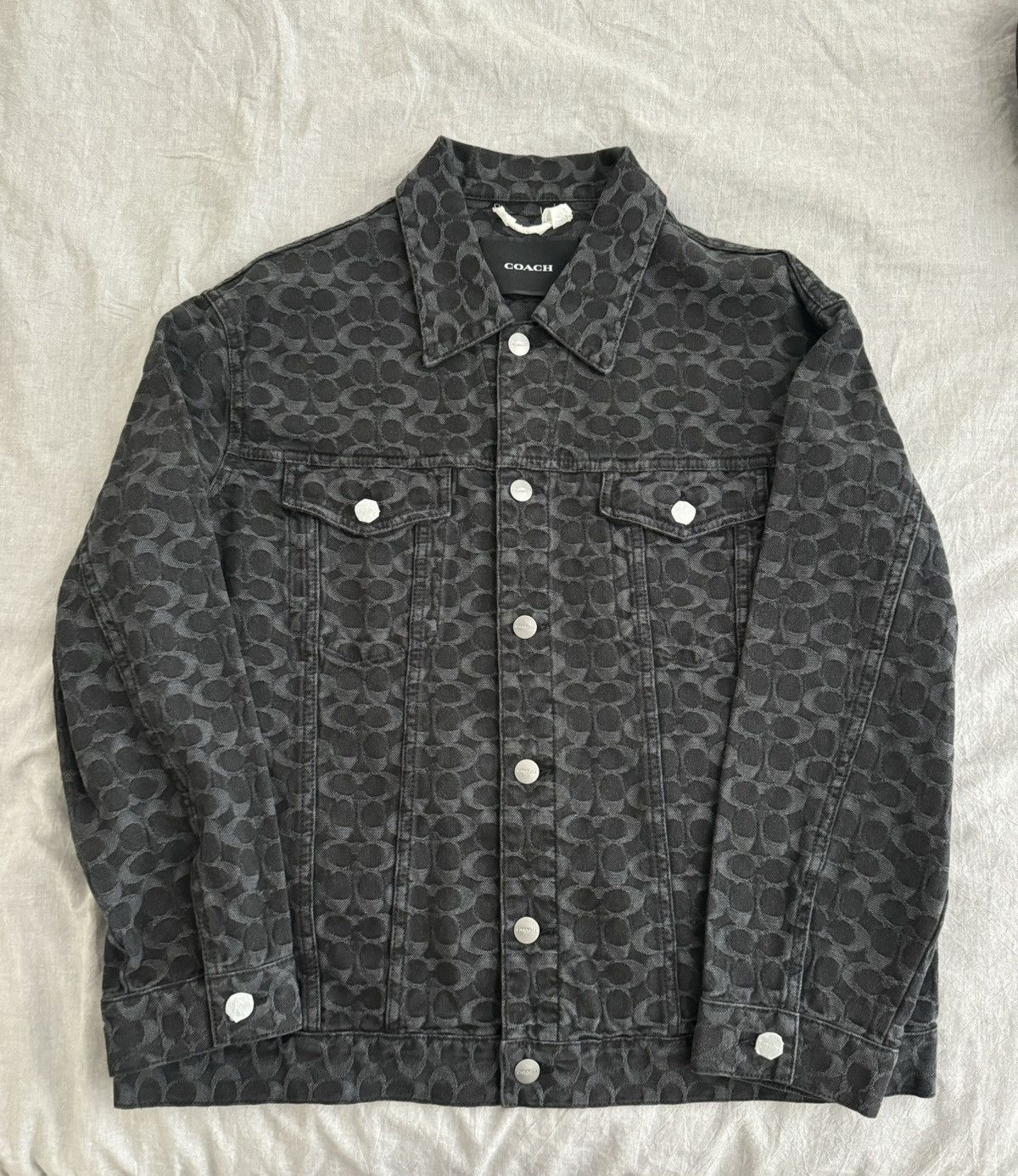 Coach Signature Jacquard Denim Jacket Women Size Large Size L / US 10 / IT 46 - 2 Thumbnail