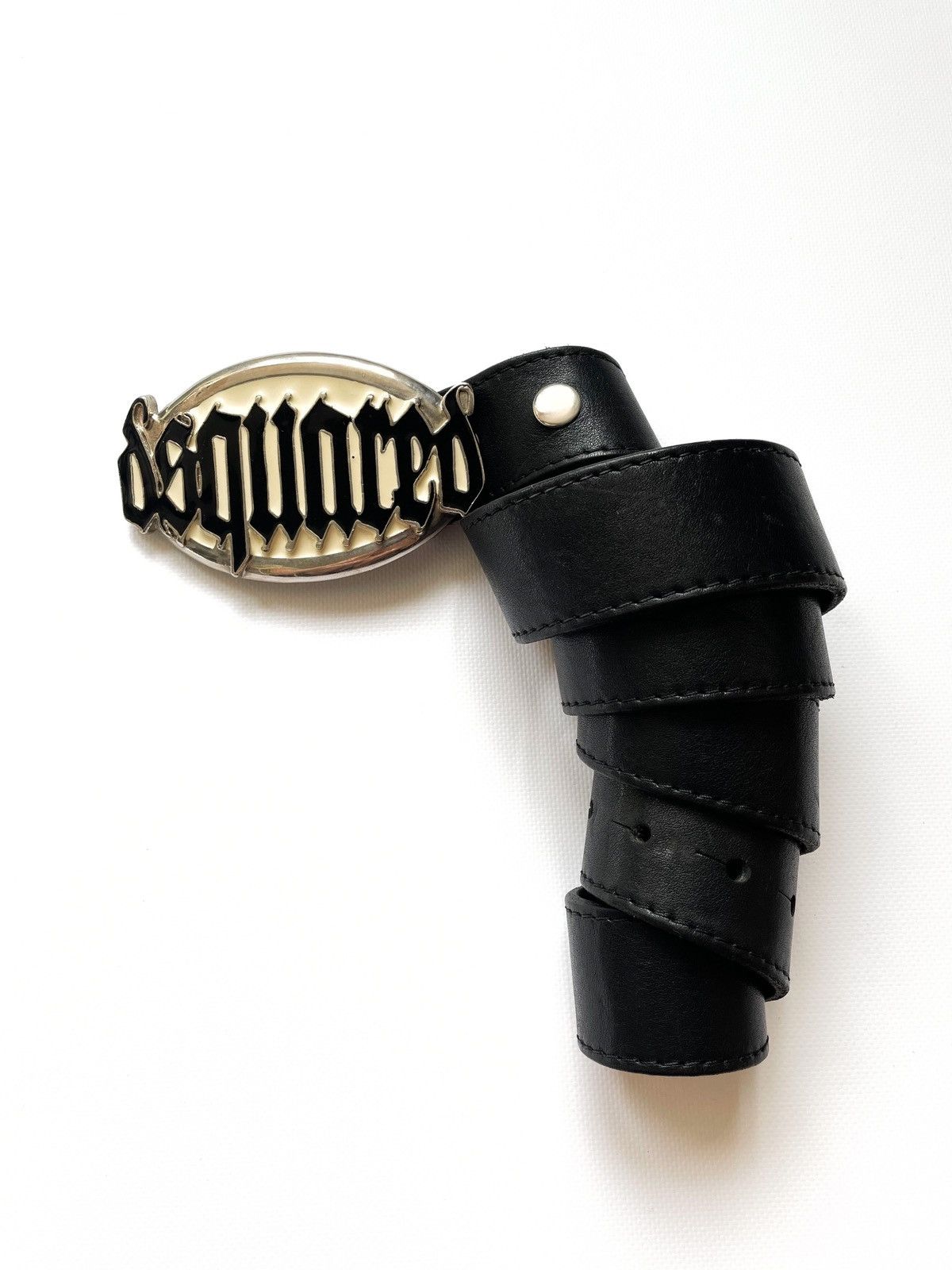 Pre-owned Dsquared2 Dsquared Belt Avantgarde Buckle Logo Gothic Spell Out In White