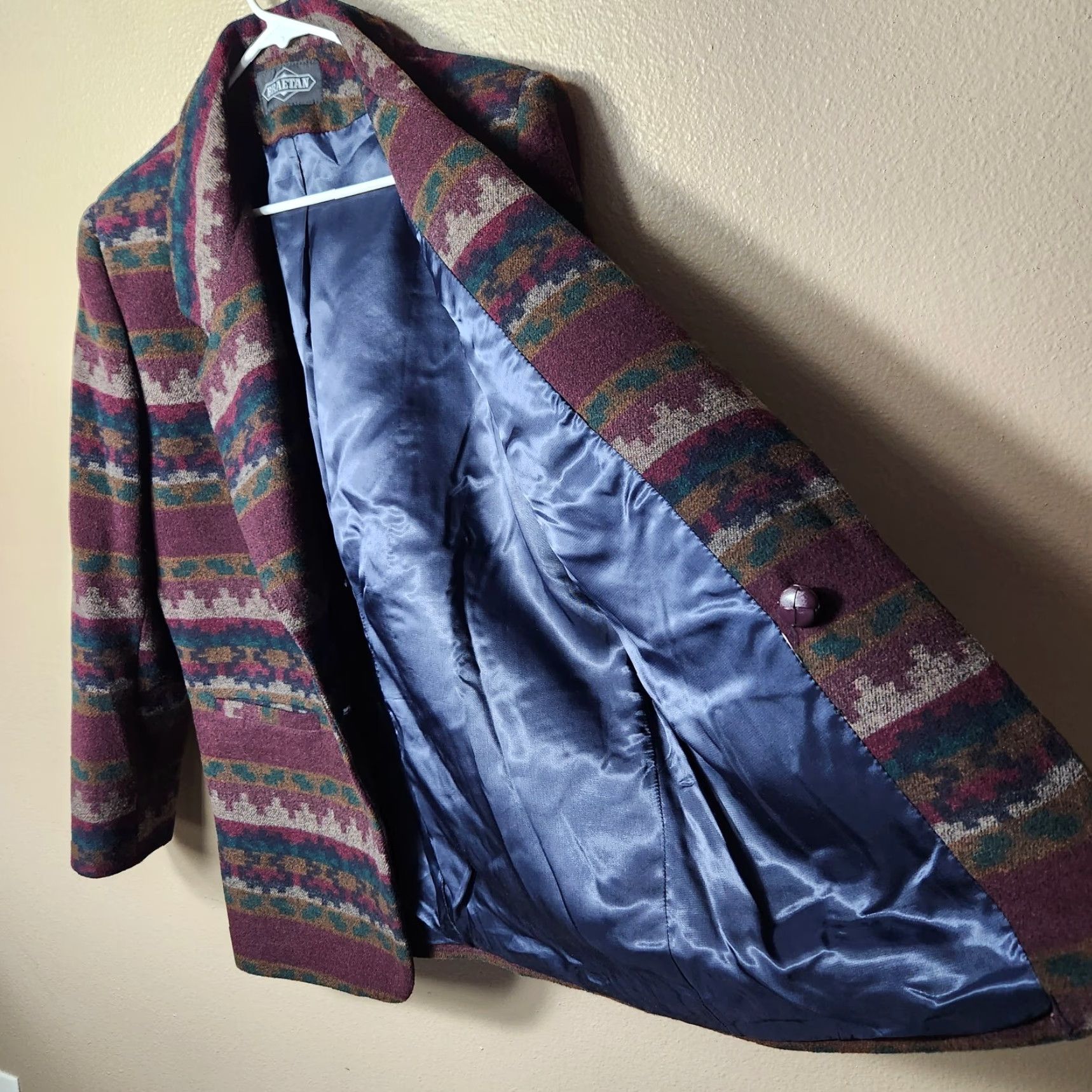 Vintage VINTAGE Braetan Southwestern Aztec Wool Blend One Button Blazer-Size L Womens Blazer Size L / US 10 / IT 46 - 4 Thumbnail