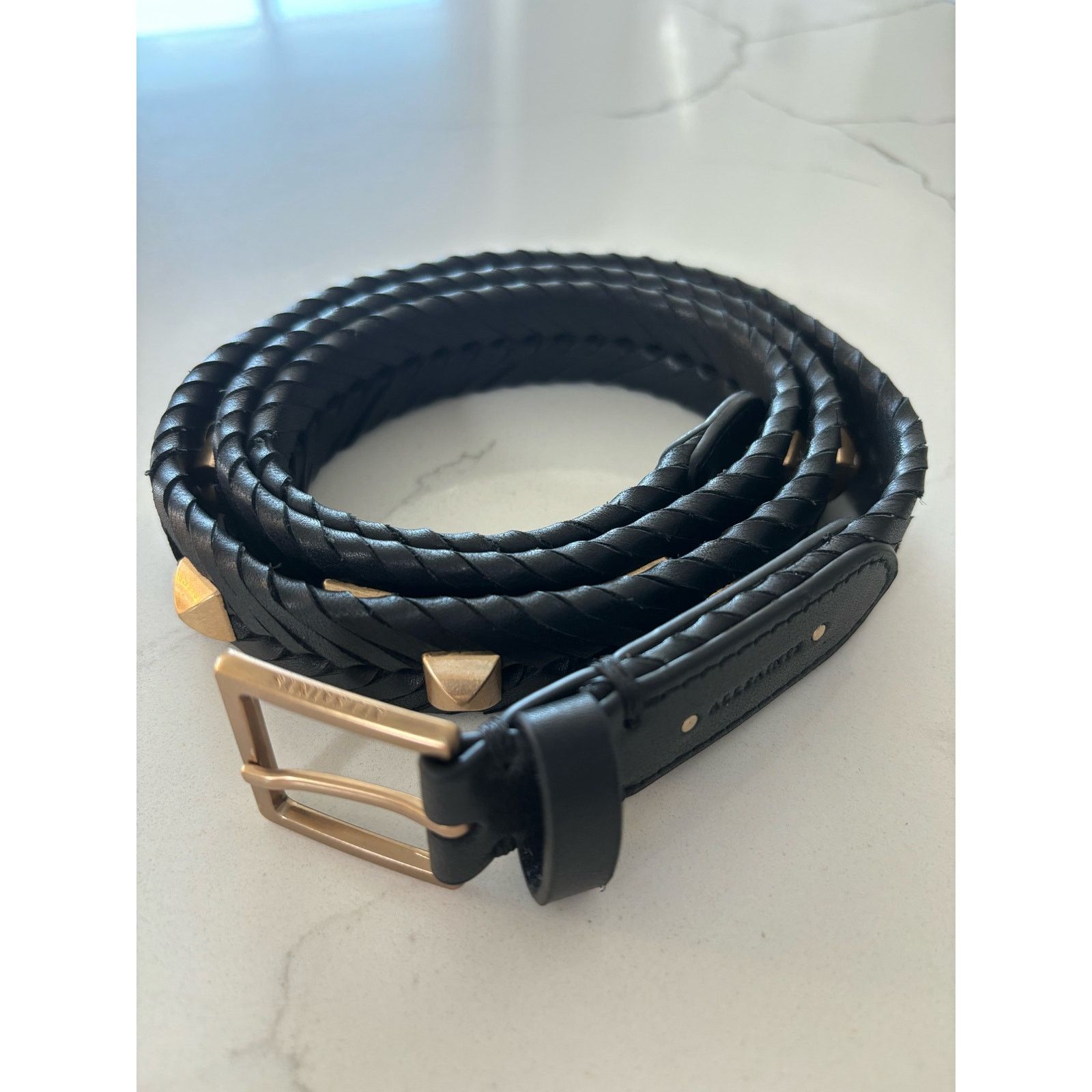Allsaints All Saints Black Woven Belt with Gold Studs Size ONE SIZE - 2 Thumbnail