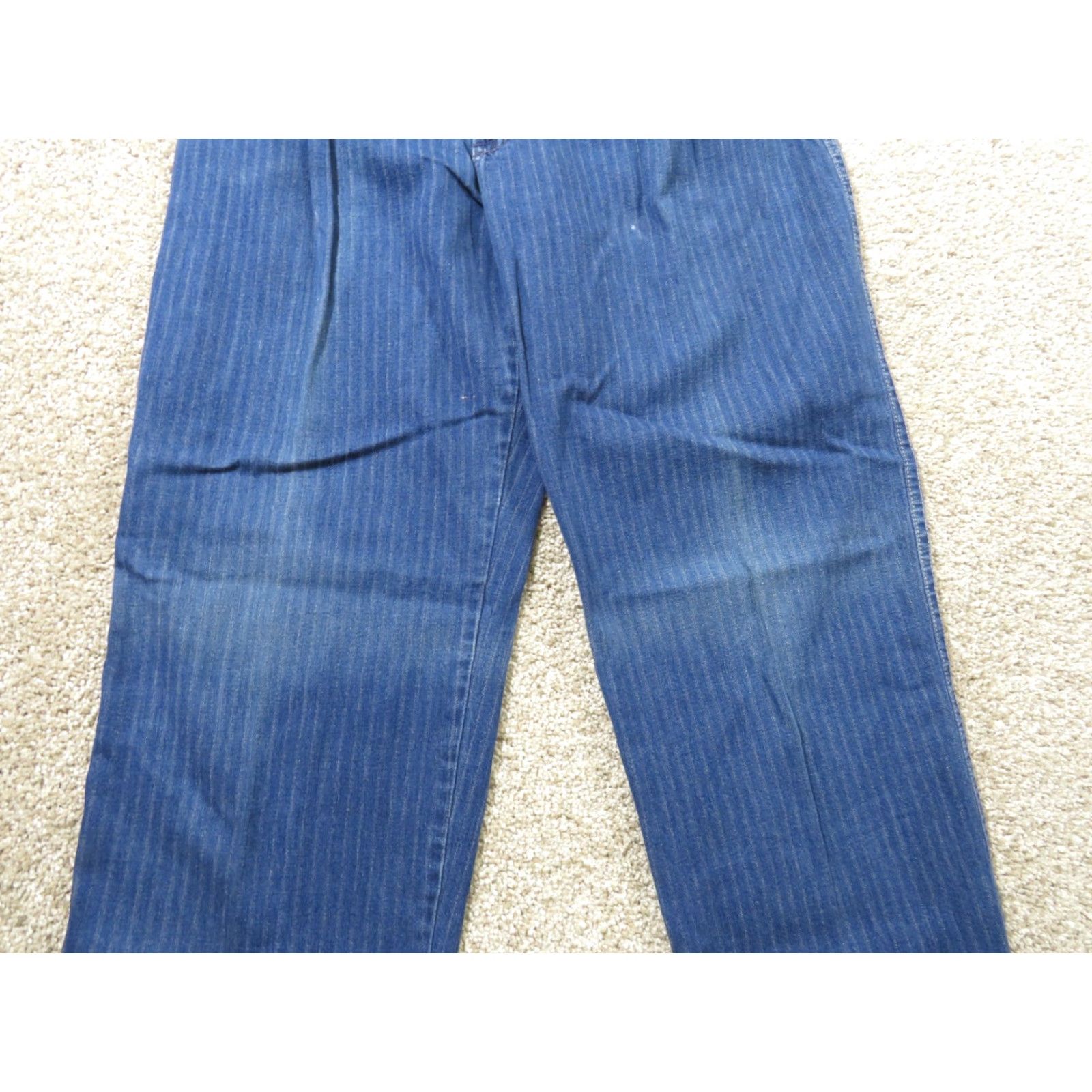 Lee VINTAGE Lee Riders Jeans Denim Ladies 13W 29X32 High Waist Pin Striped 1980s Disco Blue Mens Womens Girls? Size 29" - 3 Thumbnail