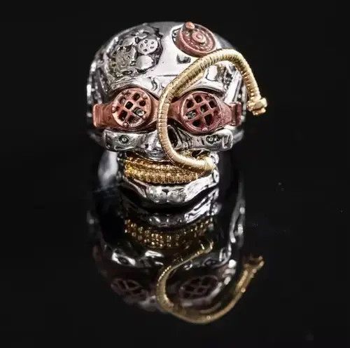 Ring Of Fire New hot selling machine gold skull head men's ring Size ONE SIZE - 2 Thumbnail