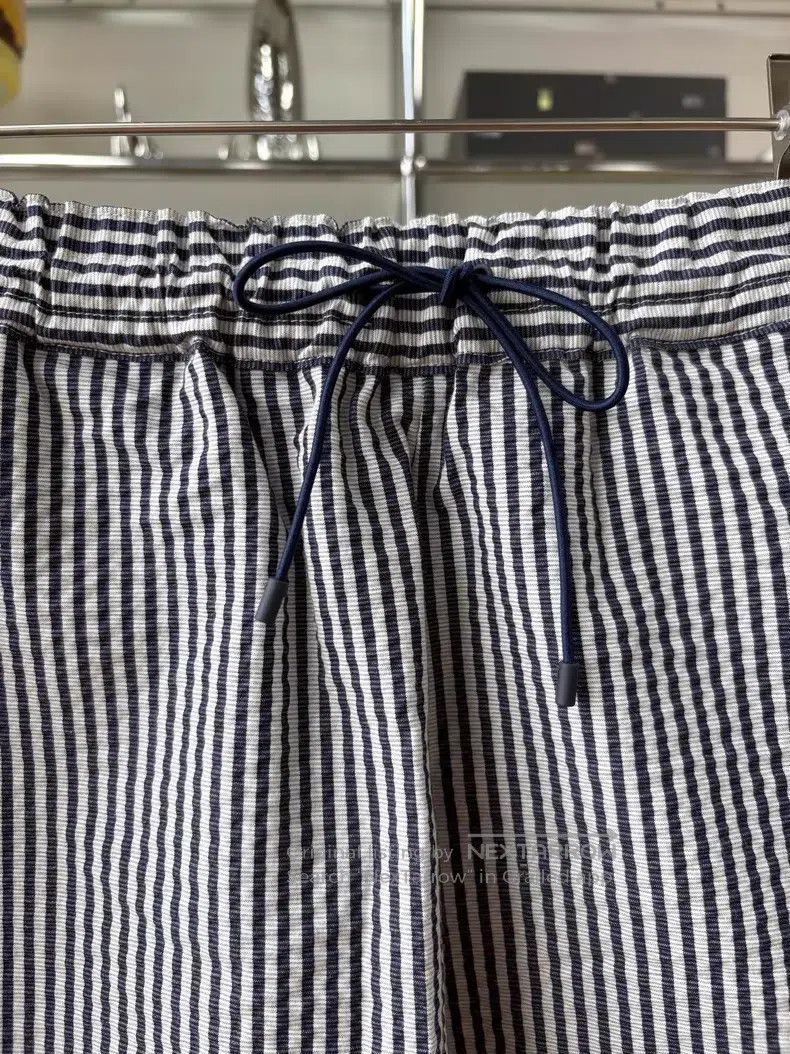 Hermes Hermes Blue and White Striped Drawstring Shorts, 98% Cotto Size 42" / US 20 - 2 Thumbnail