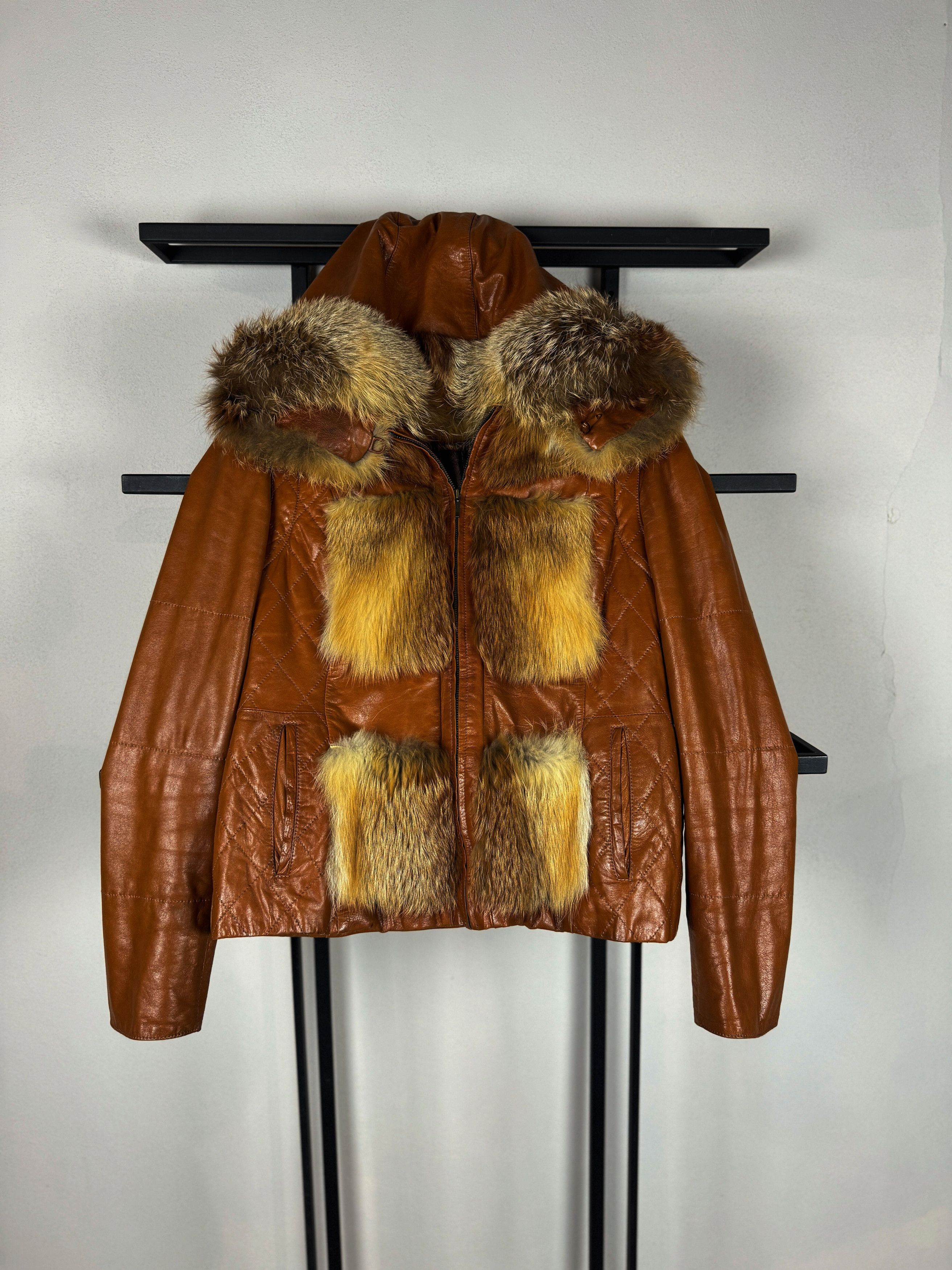Issey Miyake Brown Leather Jacket Fur Panel Trim Hooded Y2K Vintage Rare Size US S / EU 44-46 / 1 - 3 Thumbnail
