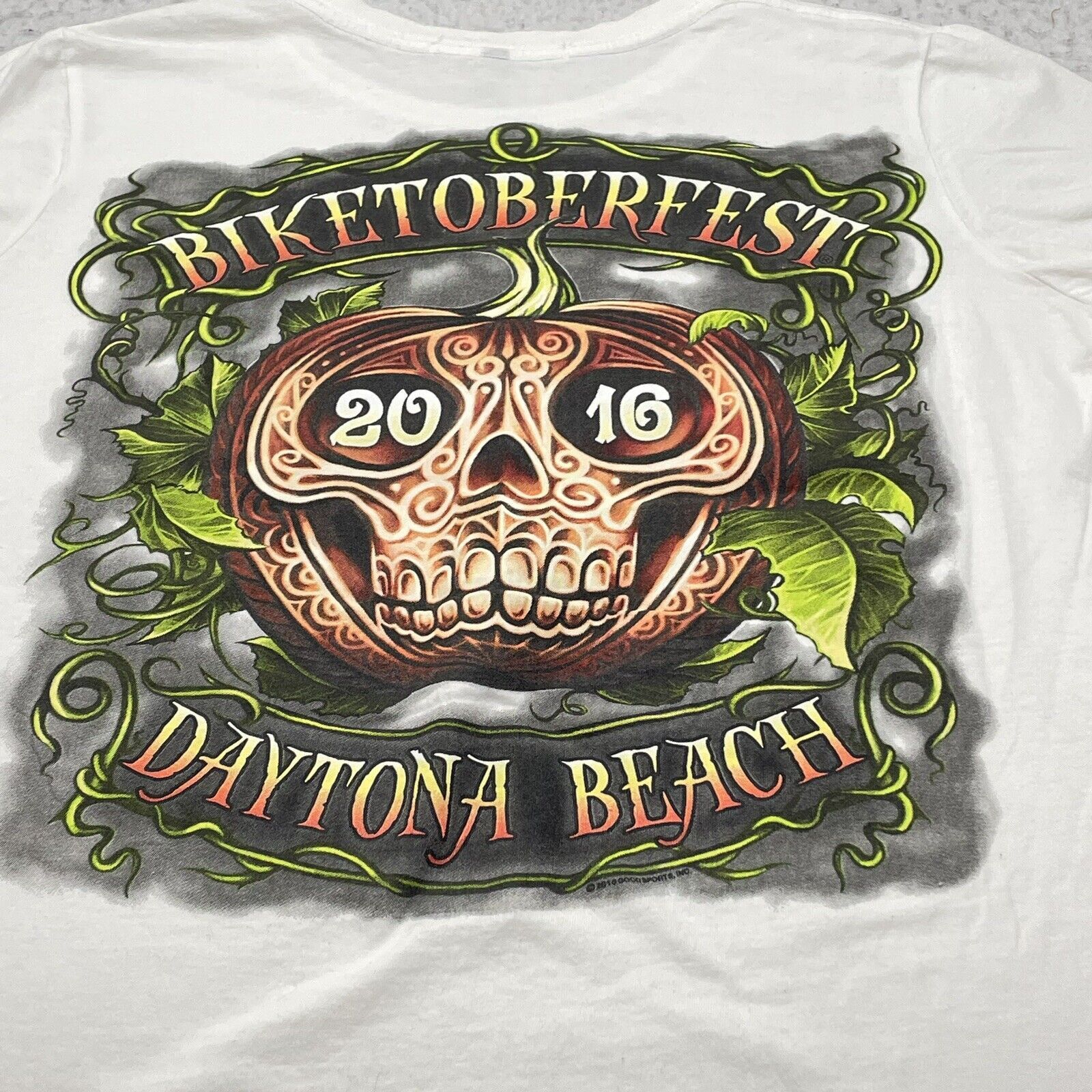 Vintage Hot Leathers 2016 Daytona Beach Biketober Fest T-Shirt Size L / US 10 / IT 46 - 3 Thumbnail