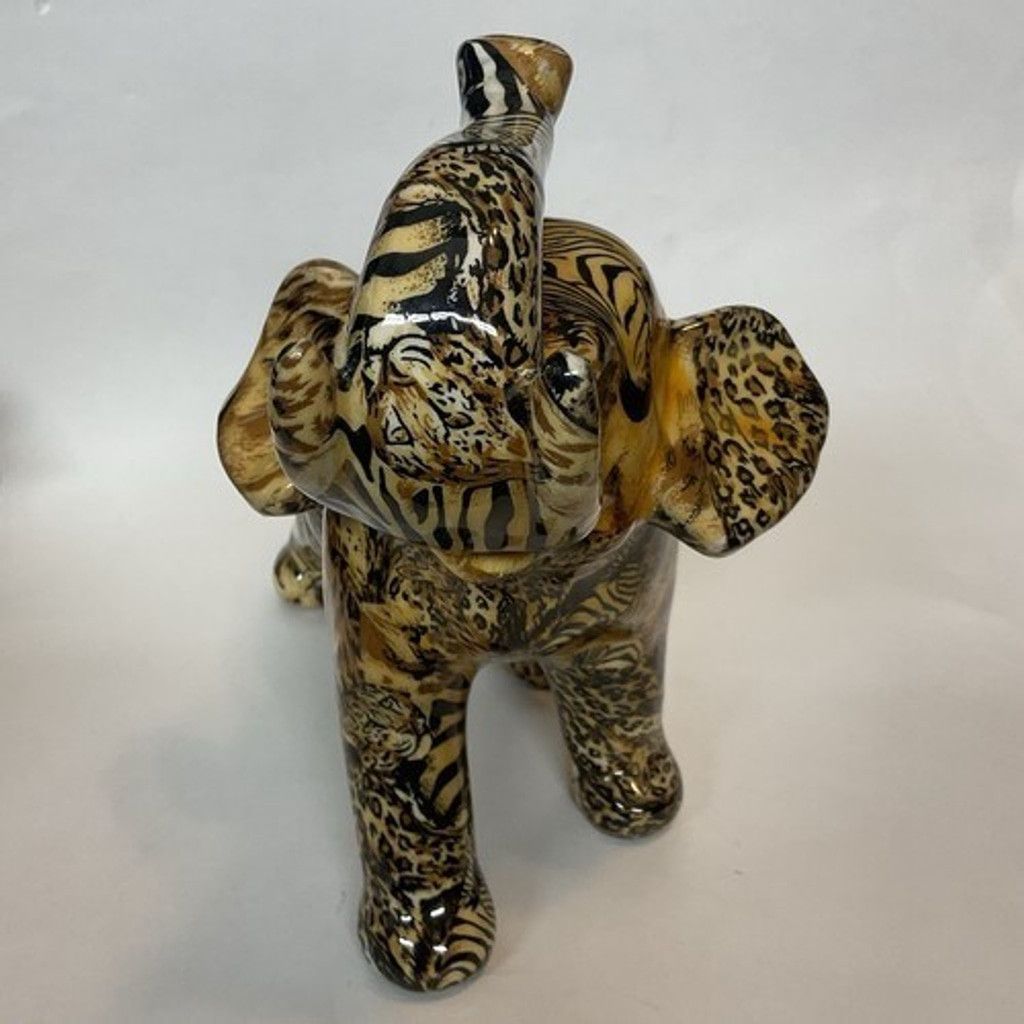 The Unbranded Brand NWOB Elephant Figurine Jungle Animal Print Safari Patchwork Size ONE SIZE - 13 Thumbnail
