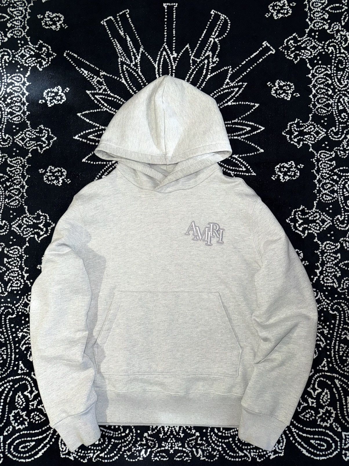 Amiri AMIRI STAGGERED LOGO GREY HOODIE Size US S / EU 44-46 / 1 - 4 Thumbnail