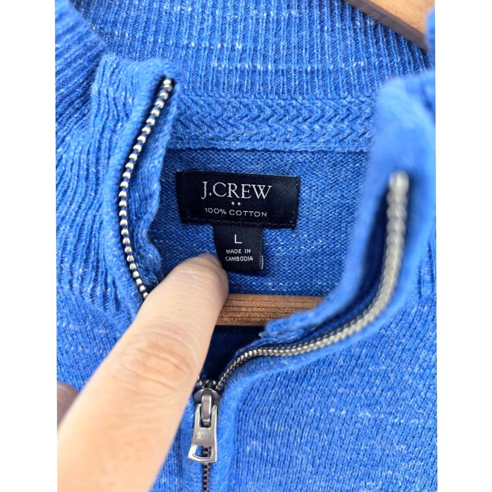 J.Crew J.Crew Sweater Mens L Blue 1/4 Zip Pullover 100% Cotton Marled Mock Neck Pullover Size US L / EU 52-54 / 3 - 2 Thumbnail