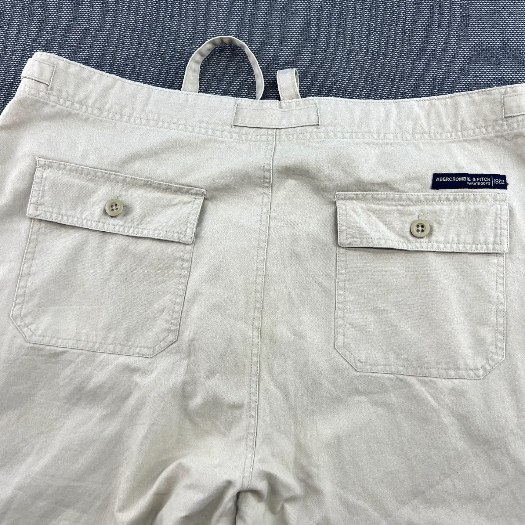 Abercrombie & Fitch VINTAGE Abercrombie & Fitch Paratroops Mens Cargo Pants Beige XL Drawstring Baggy Size US 36 / EU 52 - 7 Thumbnail