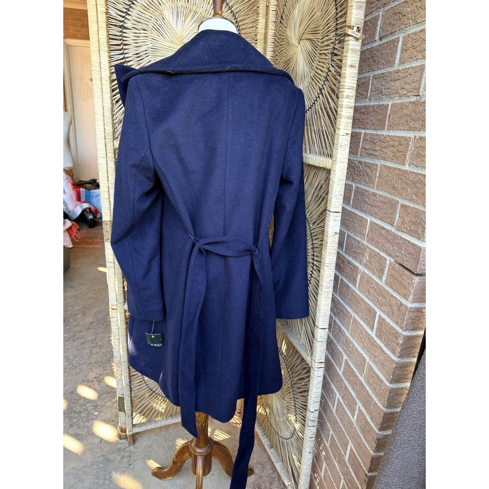 Ralph Lauren Ralph Lauren Coat Women's Wool Blend Navy Tie Wrap Lined Nwt 10 Wool Blend Shawl Collar Classic Size L / US 10 / IT 46 - 7 Thumbnail