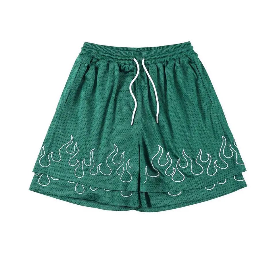 Japanese Brand × Vintage Fire Flame Green Shorts Size US 30 / EU 46 - 2 Thumbnail